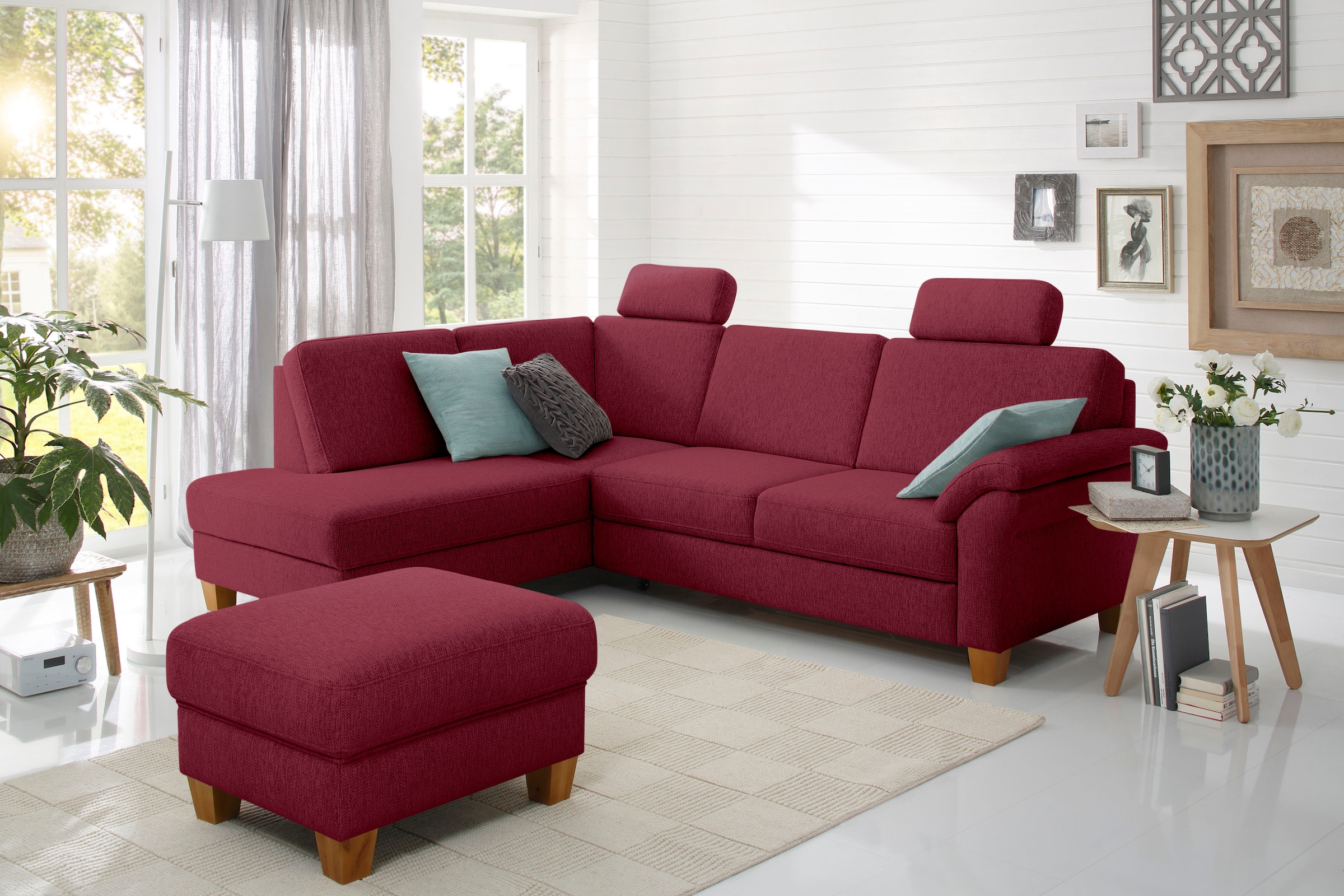 Home affaire Ecksofa »Borkum L-Form«, mit Federkern, wahlweise mit Bettfunktion