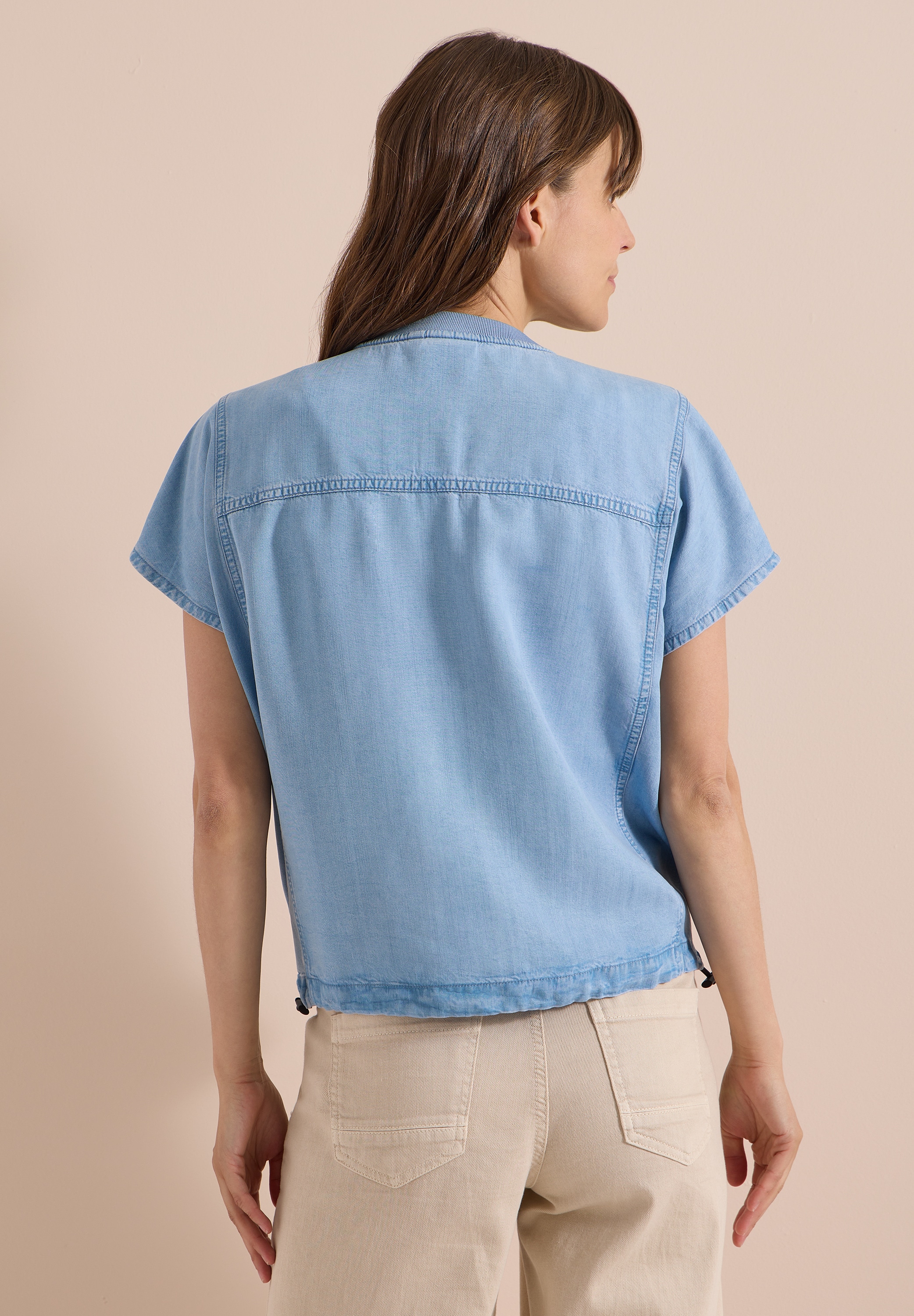 Cecil Kurzarmbluse in Denim-Optik