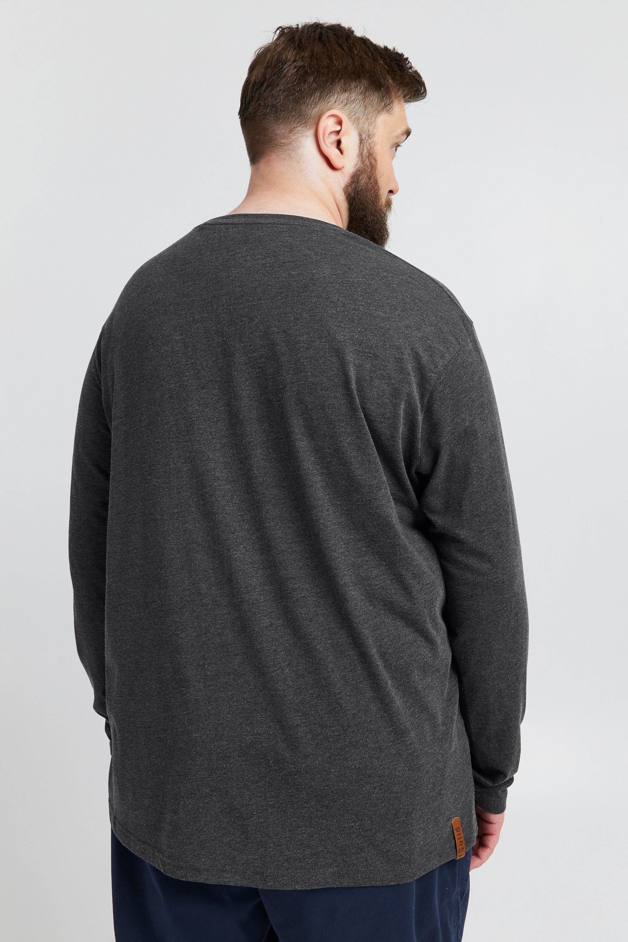 !solid Langarmshirt SOLID "Langarmshirt SDVolko BT", Herren, Gr. 5XL, grau (dar grau m), Obermaterial: 100% Baumwolle CO., regular fit normal, Rundhals, Shirts Langarmshirt 3