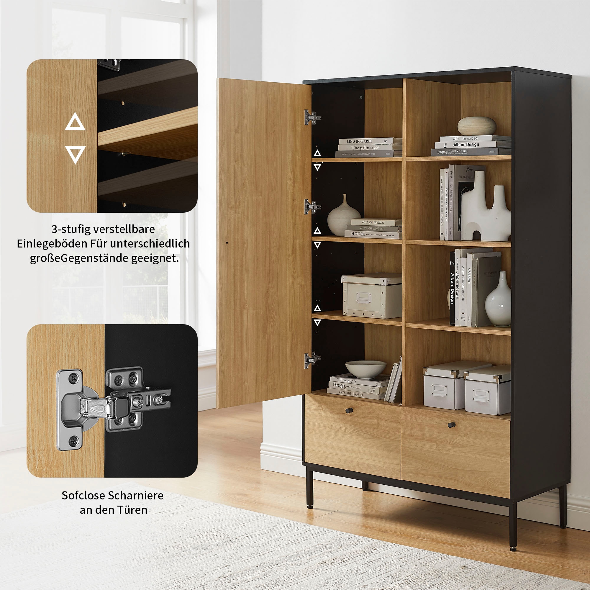 OTTO home Highboard »Tayler«, pflegeleichte Melaminoberfläche, Metallgestell, Breite 100 cm