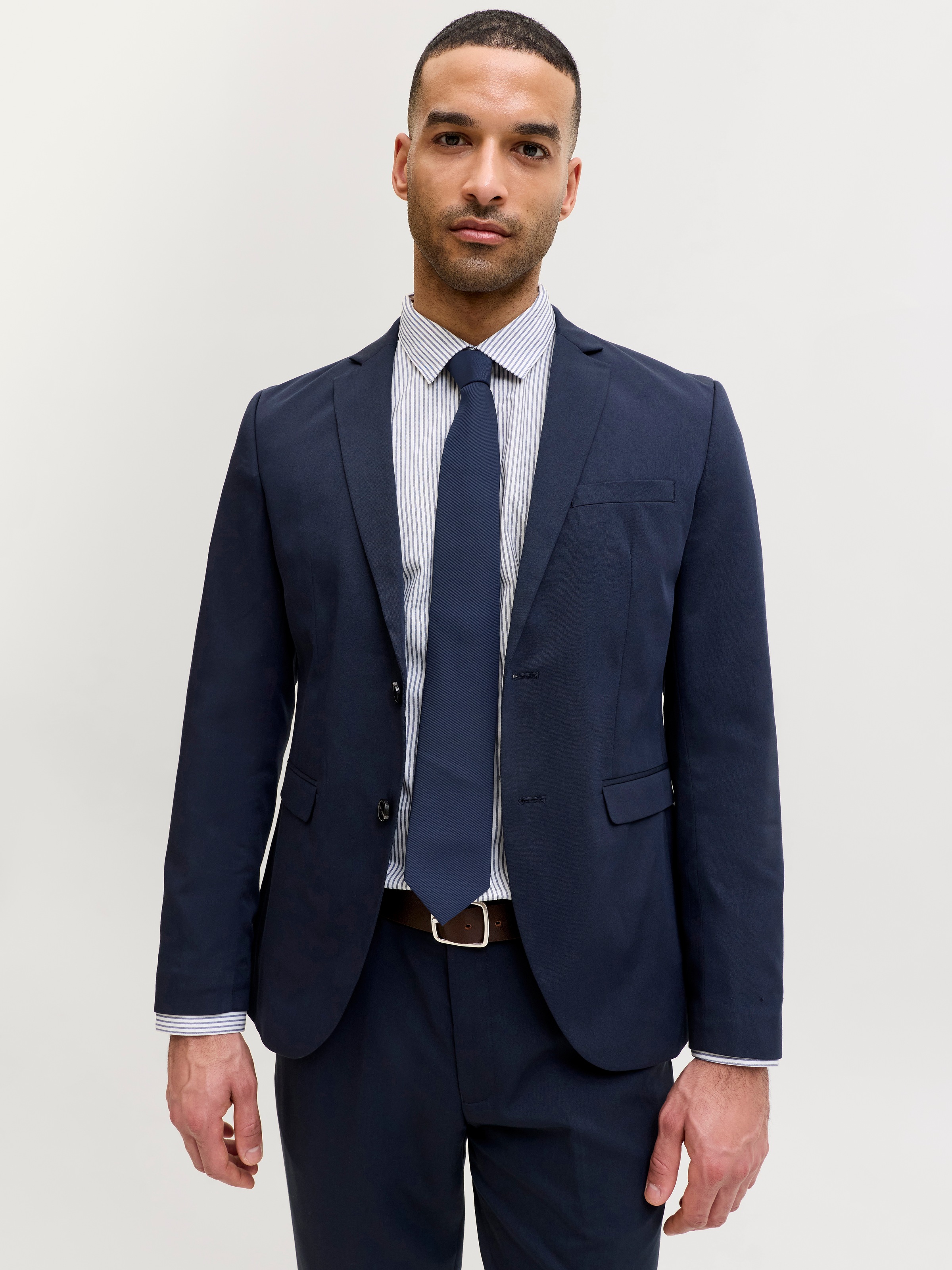JACK & JONES Herren Krawatte "JACSOLID STRUCTURED TIE SN", blau, unifarben, Web, Kunstfaser, Krawatten, Kunstfaser