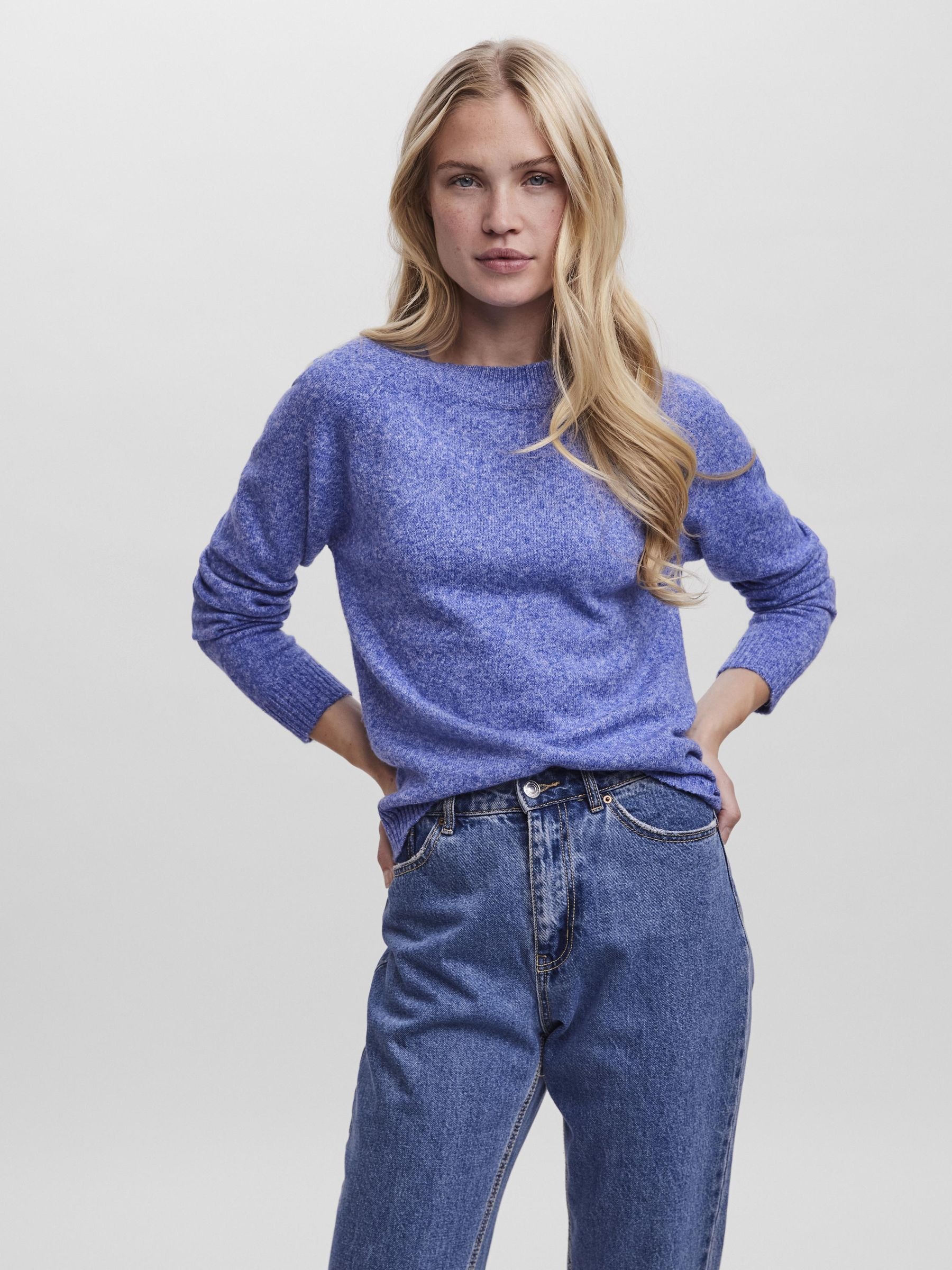 Vero Moda Rundhalspullover "VMDOFFY LS O-NECK BLOUSE GA NOOS" Materialmix, günstig online kaufen