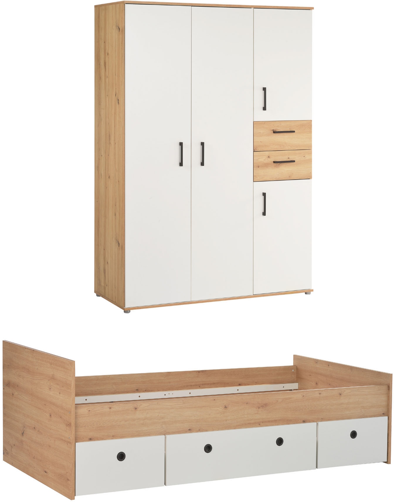 Jugendzimmer-Set ARTHUR BERNDT, braun, Hartfaserplatte, Holzwerkstoff, Kunststoff, Metall, Schlafzimmermöbel-Sets, "Jugendzimmer-Set »Bente«