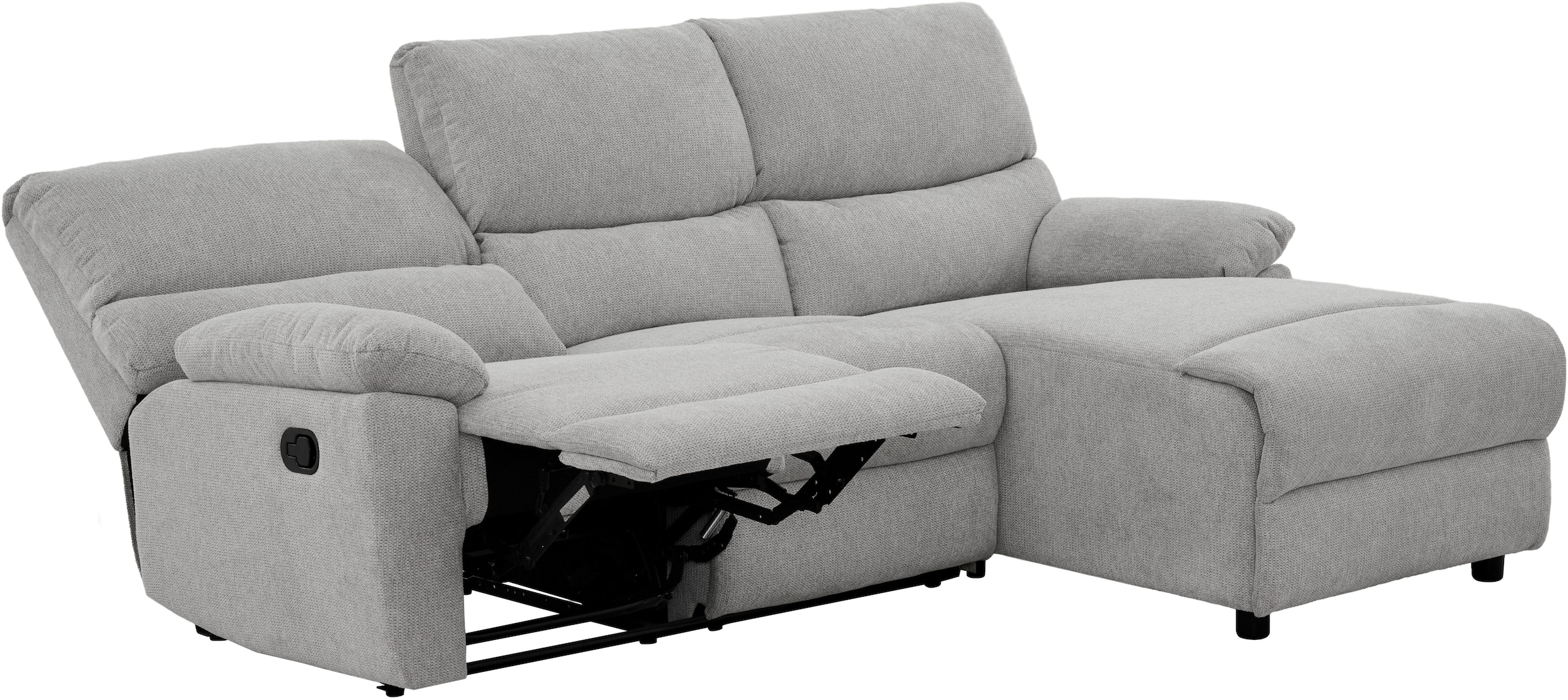 Home affaire Ecksofa »LANNOY, L-Form,  233cm, manuelle u. elektrische Funktion, mit USB A/C,« Liegefunktion 105°-150°, Federkern, Struktur fein