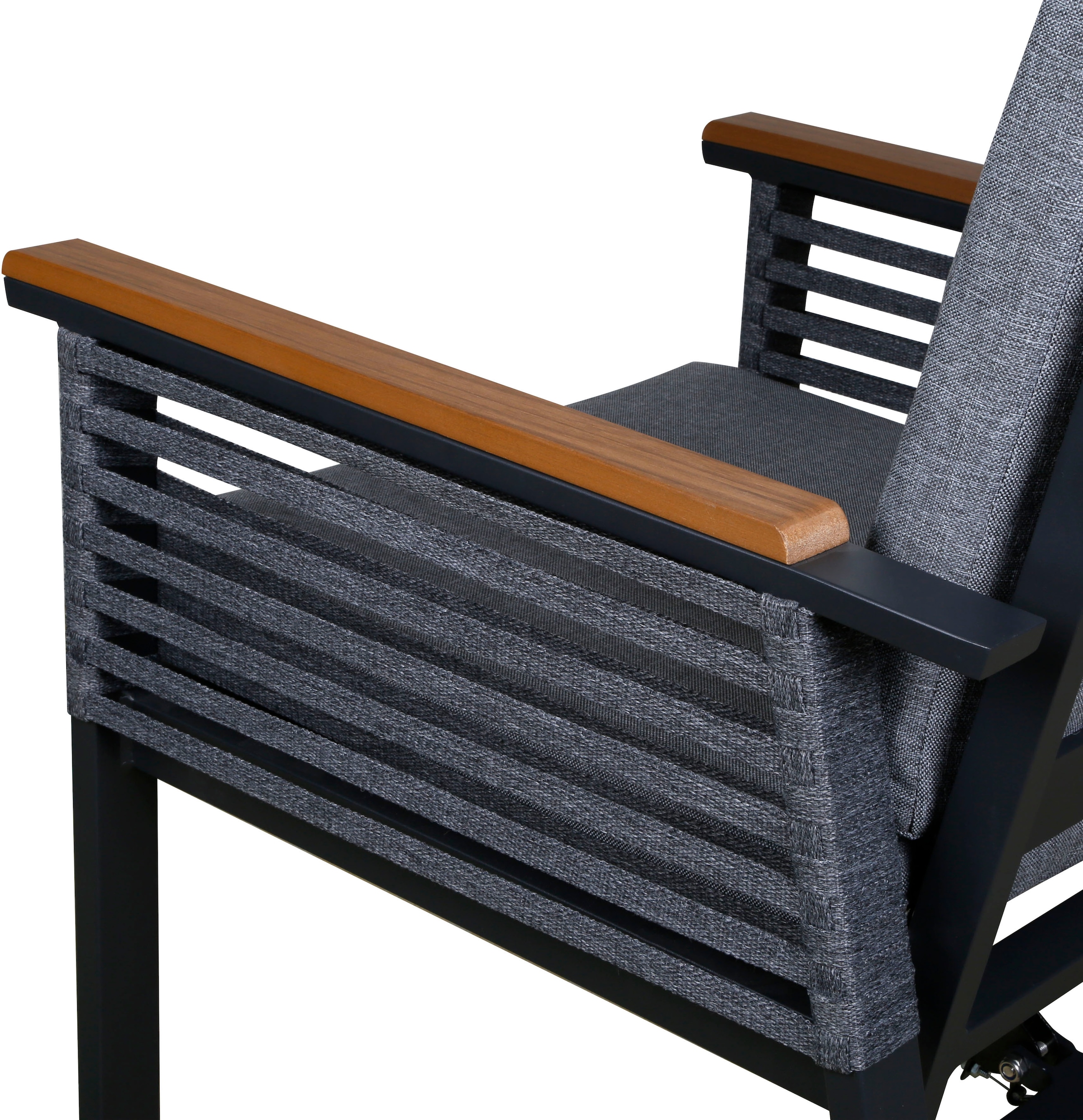 KONIFERA Balkonset »Edessa Komfort« Set, 2x Sessel, 2x Auflage, 1x Tisch, 5 tlg. tlg. beinhaltet 2 Sessel mit Sitzauflagen und 1 Tisch