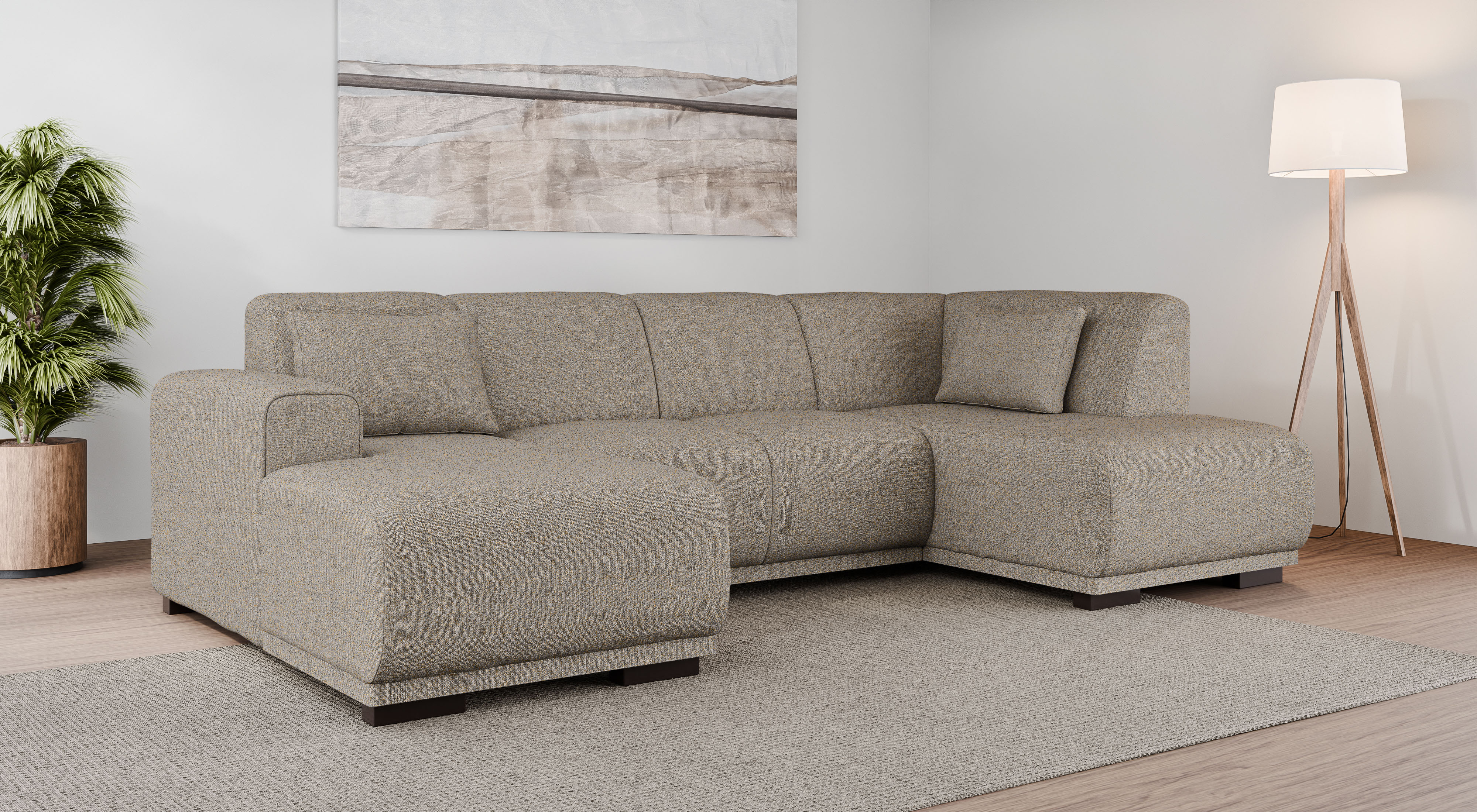 OTTO home Wohnlandschaft "BORNHOLM U-Form mit Recamiere rechts/links, B/T/H: 300/162/85 cm" U-Form mit Wellenunterfederung, Recamiere rechts oder links bestellbar