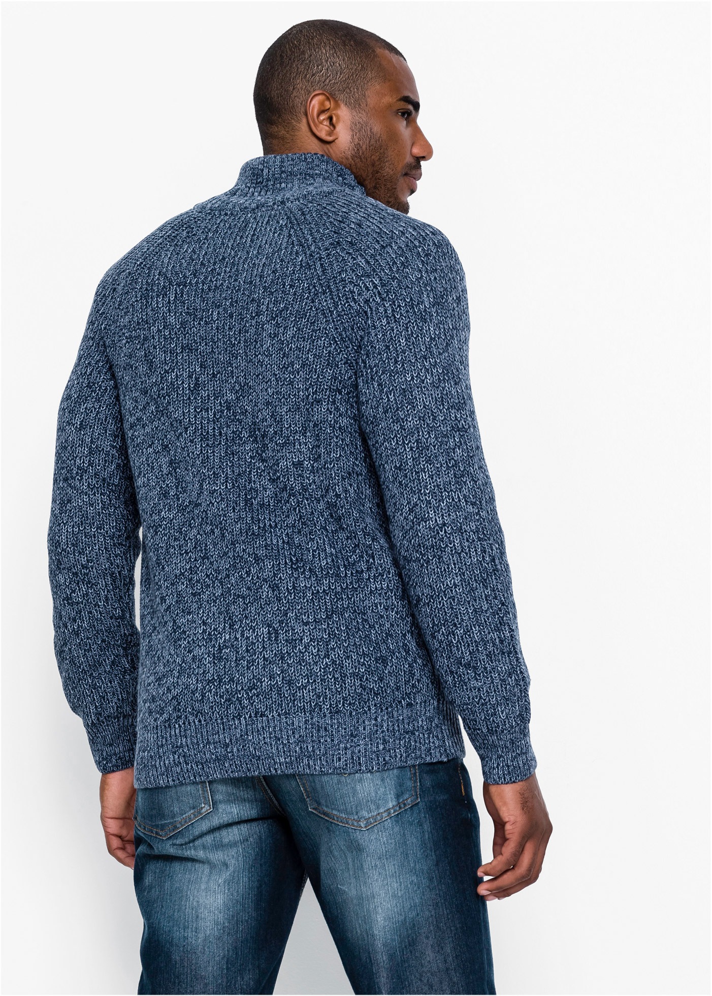 bonprix Strickjacke mit Stehkragen, Regular Fit, meliertes Garn günstig online kaufen