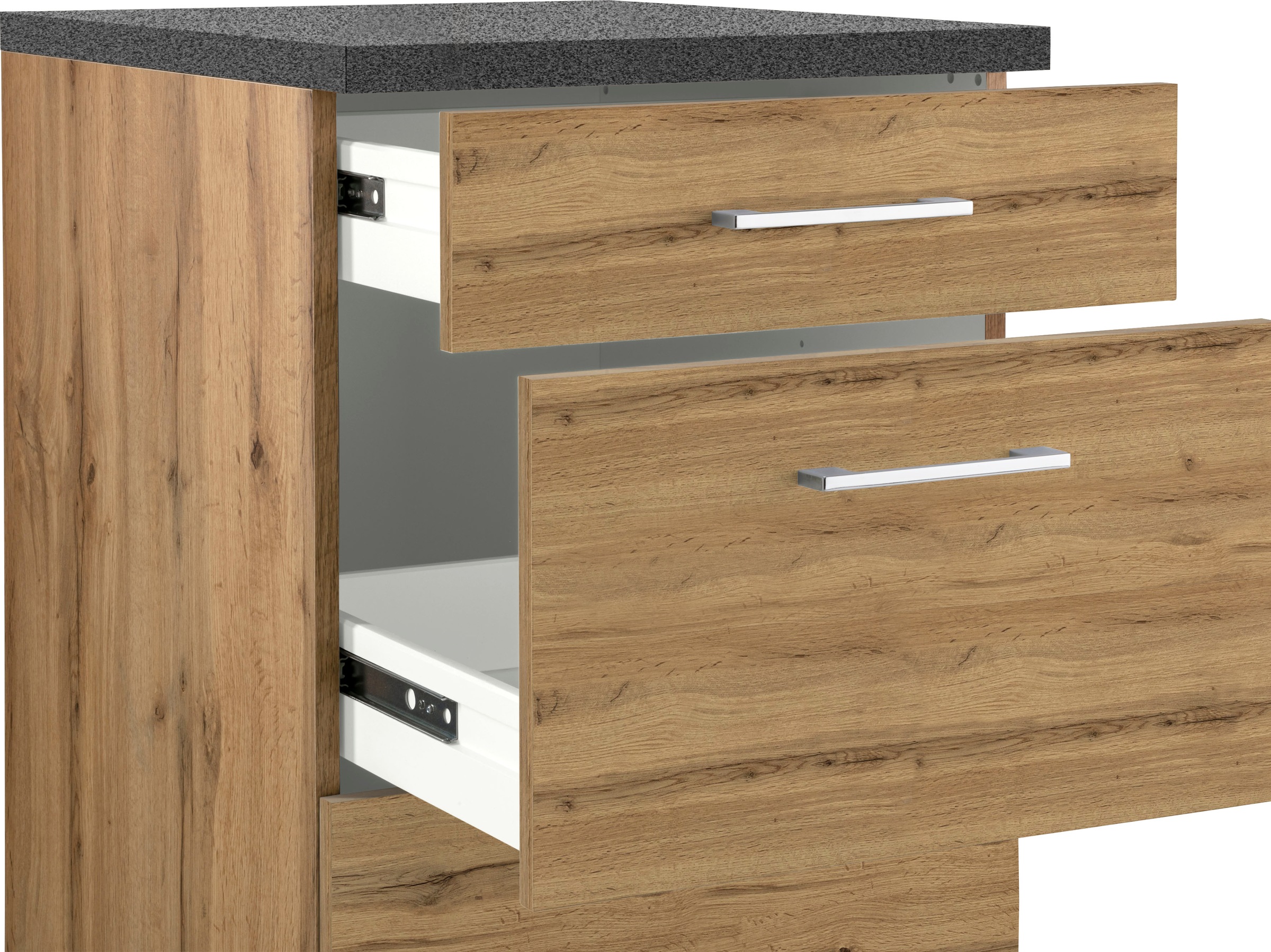 KOCHSTATION Auszugsunterschrank »KS-Colmar«, 50 cm, mit Metallgriff, alles sofort greifbar dank zwei großer Auszüge