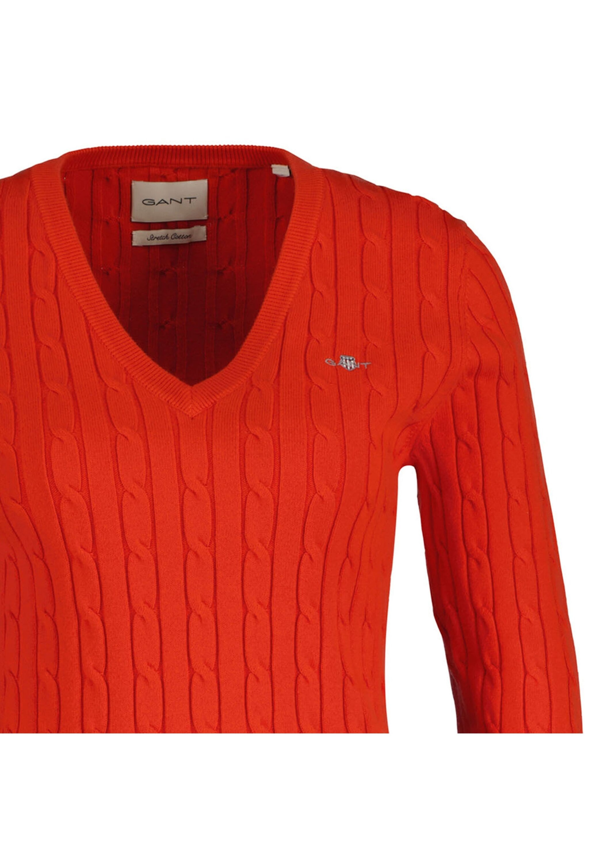 Gant Sweater "Strickpullover STRETCH COTTON CABLE V-NECK" günstig online kaufen