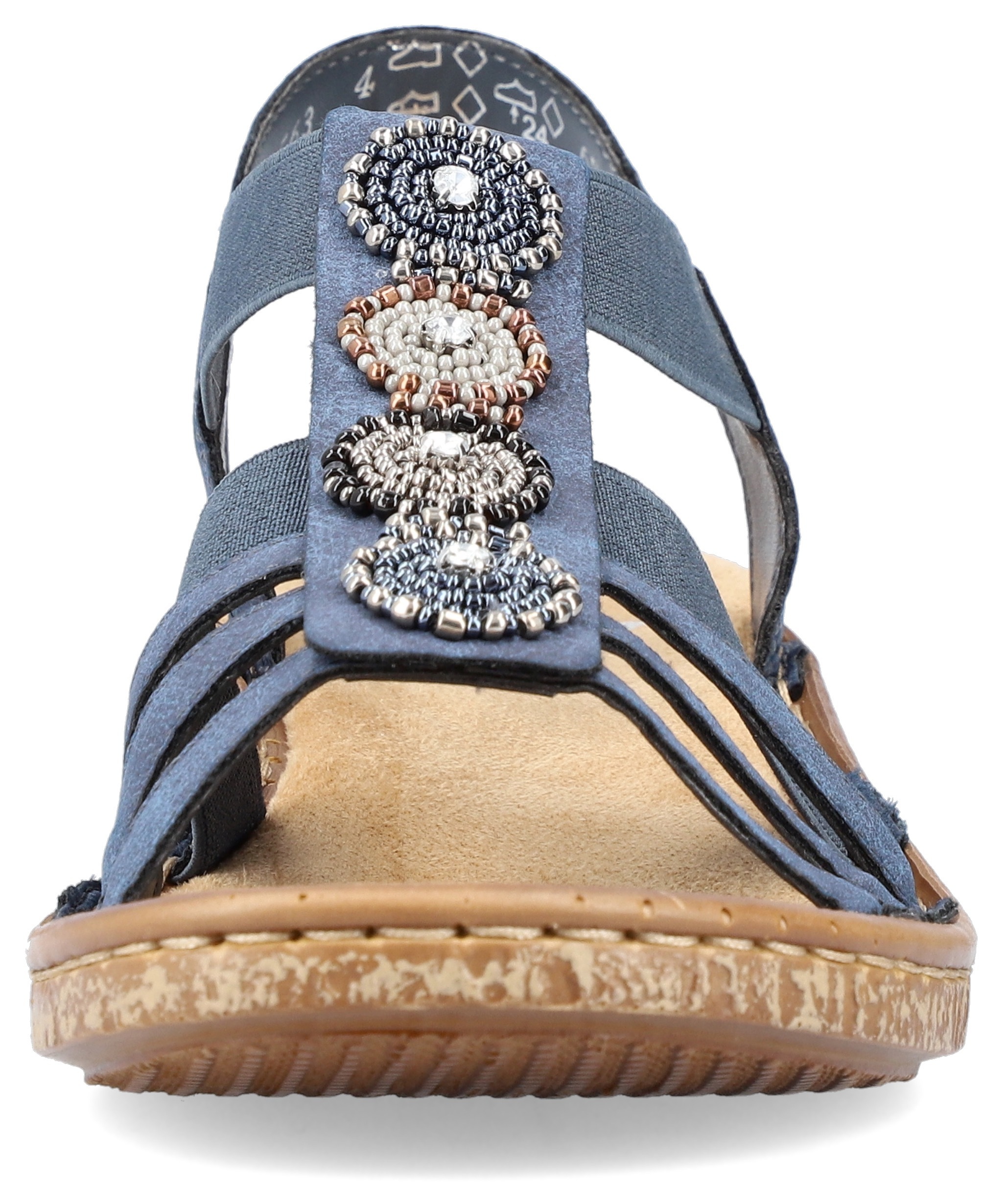 Riemchensandale RIEKER, Damen, Gr. 38, blau, Lederimitat, unifarben, Schuhe Riemchensandale, Sommerschuh, Sandalette, Keilabsatz, mit Zierperlen besetzt 3