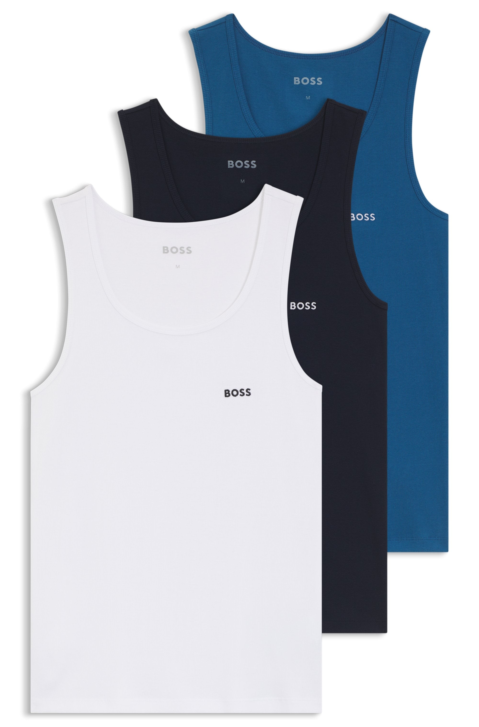 BOSS Tanktop "3P RibClassic BOSS ONE" Ton in Ton Stickerei auf der Brust günstig online kaufen