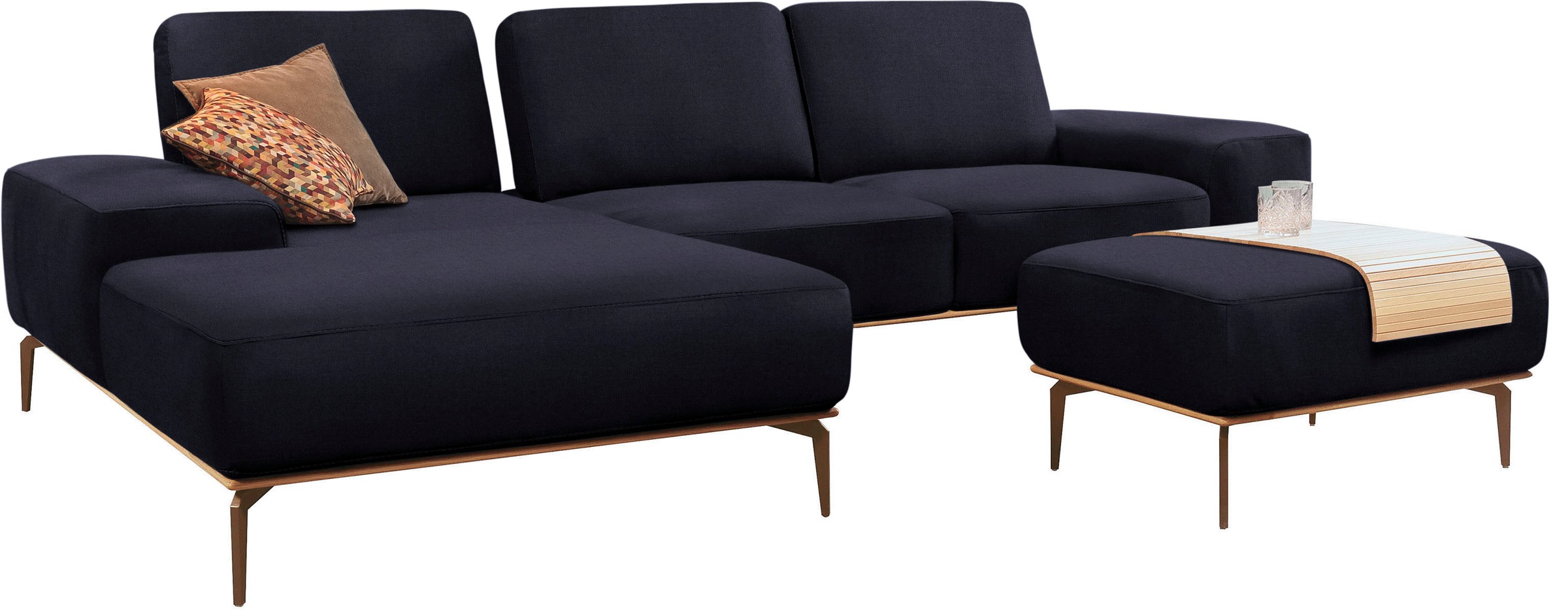 W.SCHILLIG Polsterhocker »run« mit Holzsockel, Füße in Bronze pulverbeschichtet, Breite 75 cm