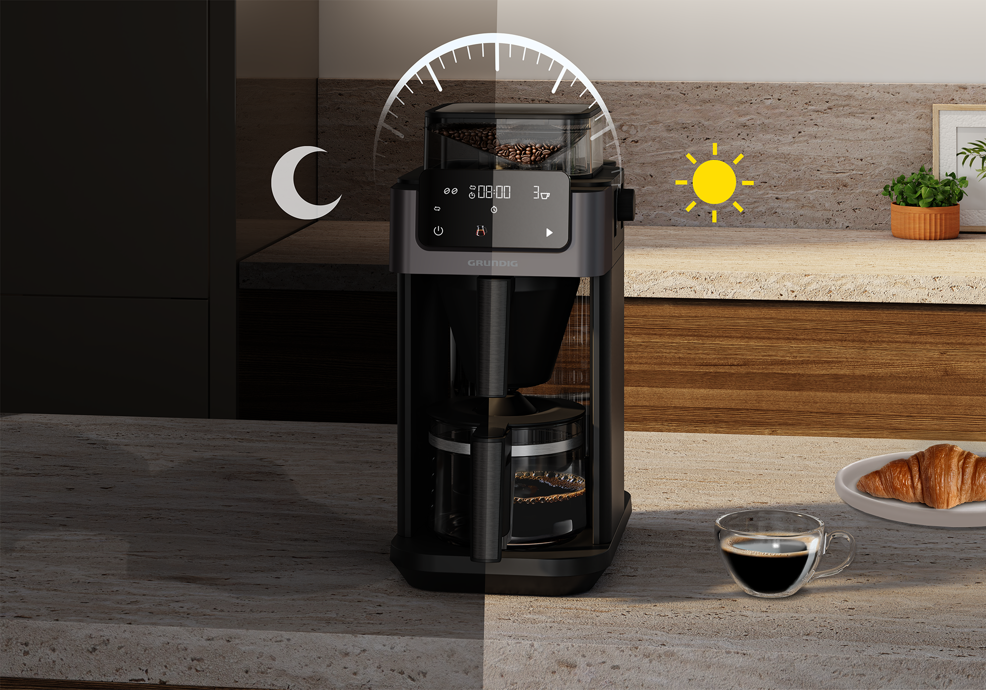 Grundig Kaffeemaschine mit Mahlwerk »KM 9518« Permanentfilter Cold Brew Funktion