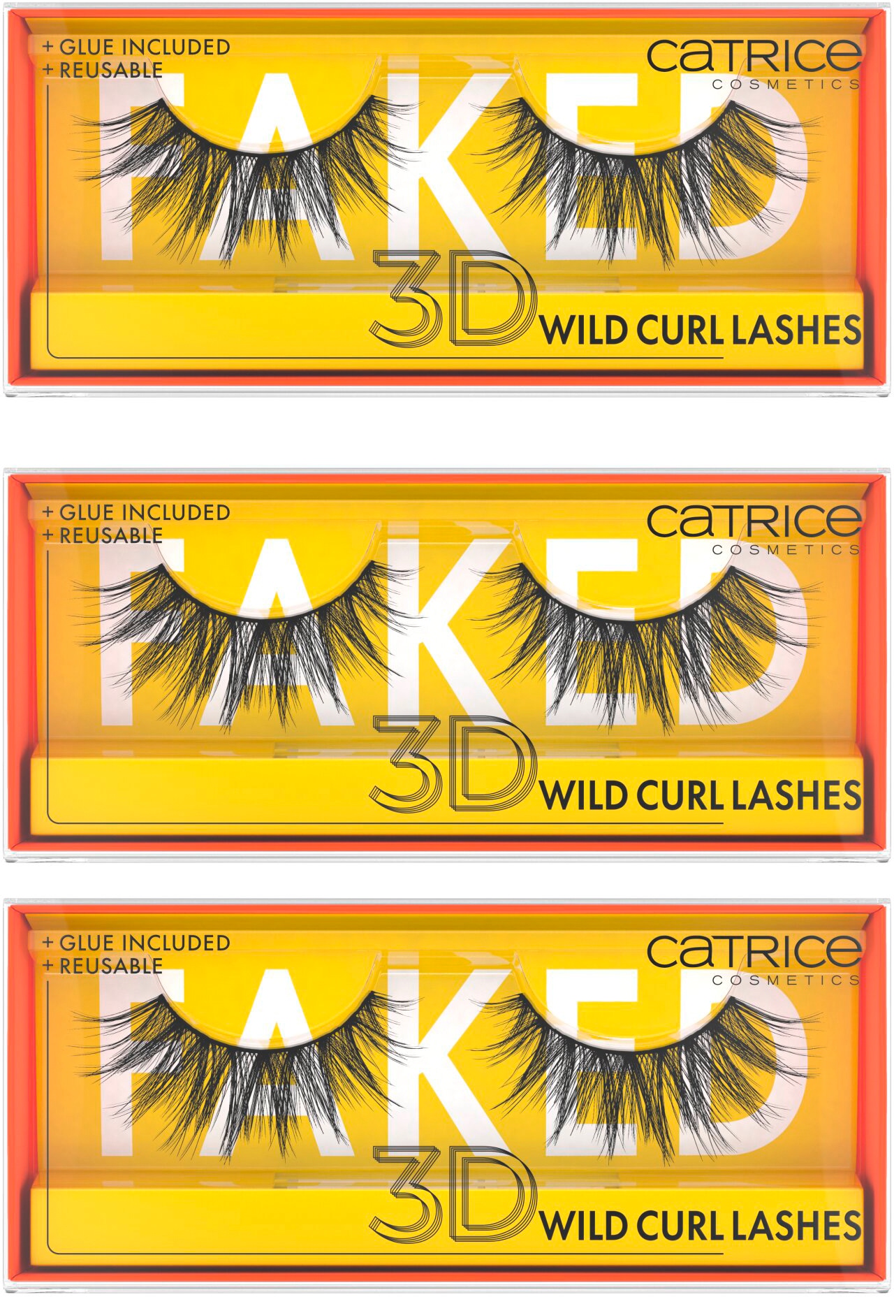 Bandwimpern »Faked 3D Wild Curl Lashes«, (Set, 3 tlg.)