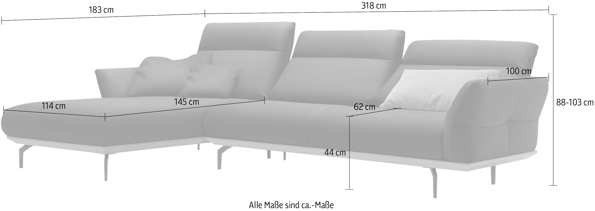 Creation BY ROLF BENZ Ecksofa »CR.460«, Sockel in Eiche, Winkelfüße in Umbragrau, Breite 318 cm