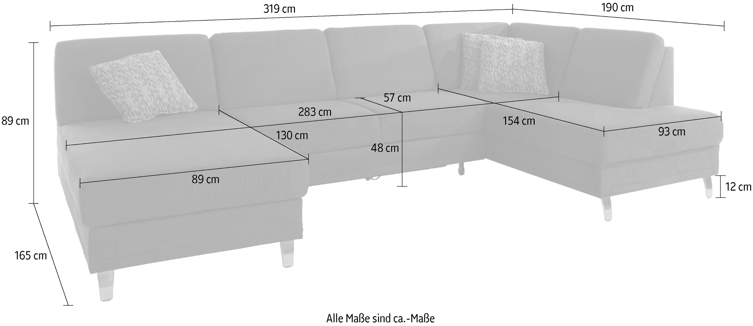 sit&more Wohnlandschaft »Clio U-Form«, wahlweise mit Bettfunktion und Bettkasten, inklusive Federkern