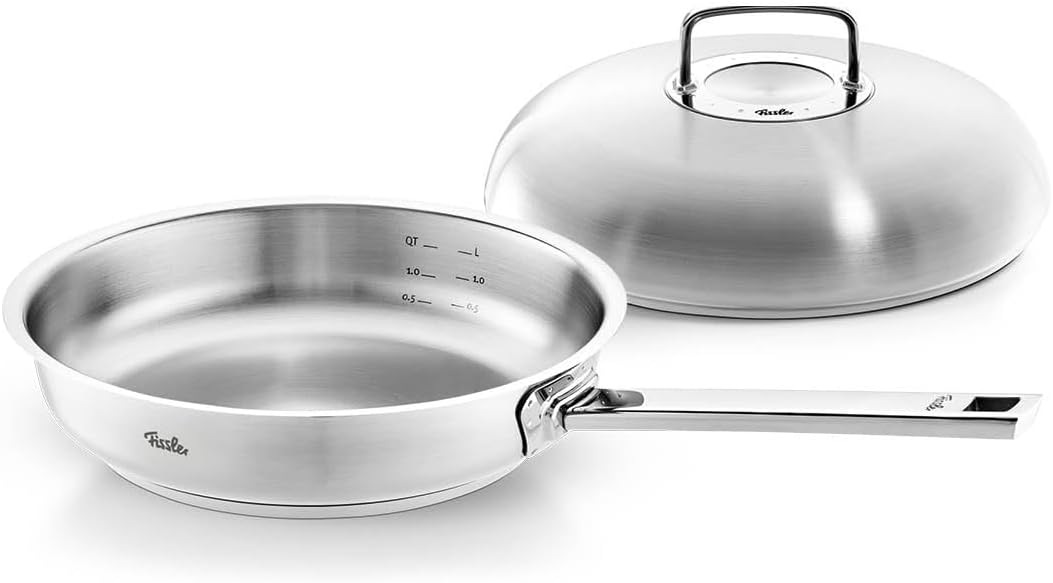 Fissler Bratpfanne "Original-Profi Collection Pfanne 28cm mit Hochraumdeckel" Edelstahl 18/10 1 Stk. tlg. Kaltmetallgriffe;Mess-Skala (L);cookstar Allherdboden; Made in Germany