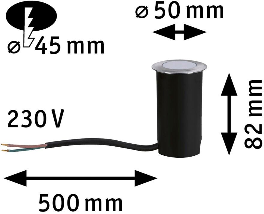 Paulmann LED Einbauleuchte »Outdoor 230V Boden IP67 3000K 2W round«, 1 flammig, rund