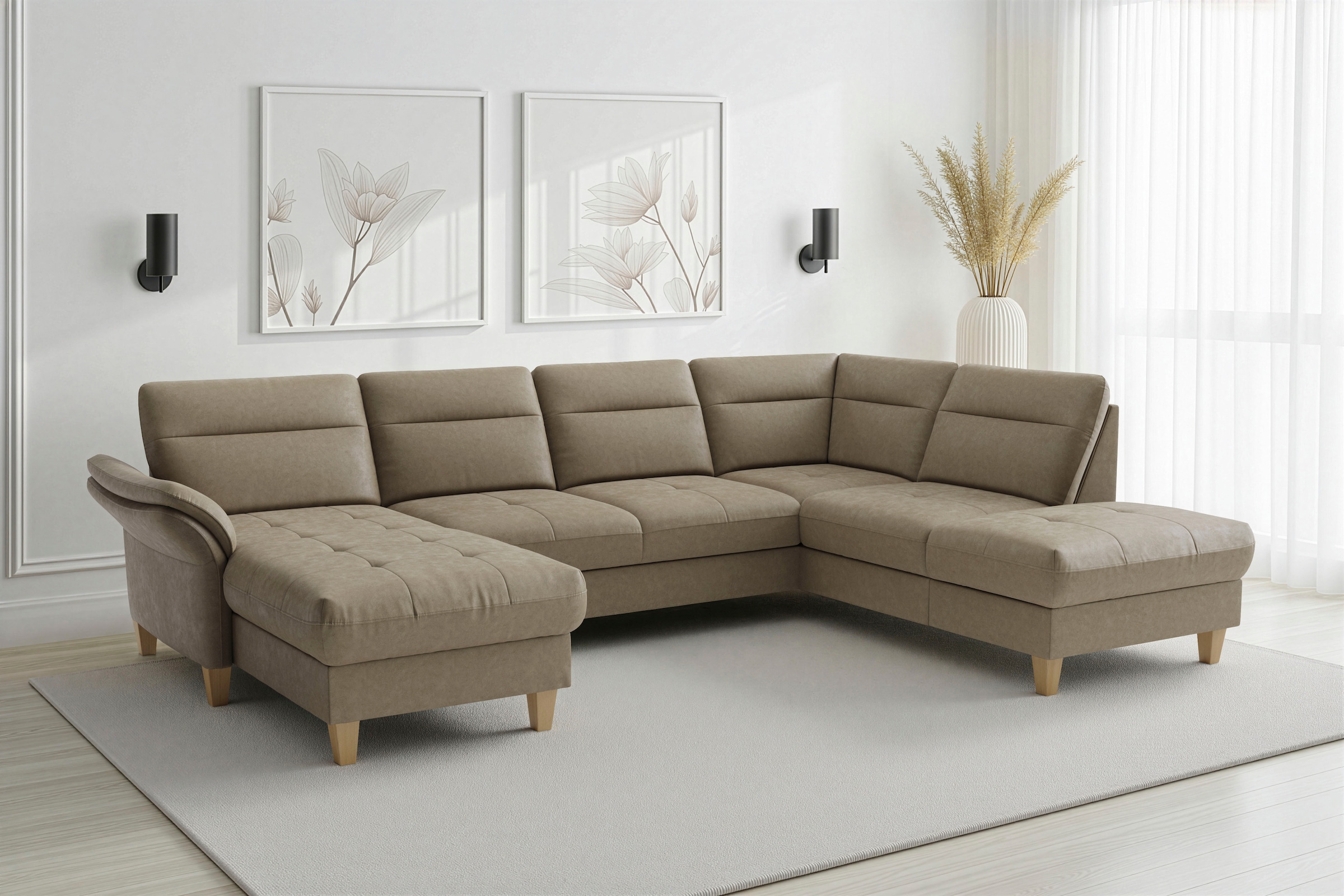 sit&more 1100000002199 "Pamela U-Form, B: 292 cm, optional Schlaffunktion & Bettkasten" mit Federkern und Liegefläche aus Originalstoff