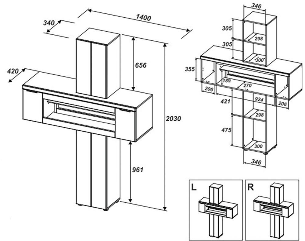 Innostyle Stauraumvitrine »Donna Stauraum-Säule, 140x203x42 (BxHxT)« 1 Stk. tlg.