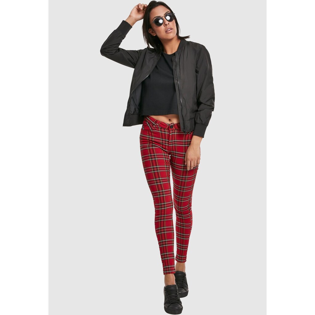 URBAN CLASSICS Stoffhose »Urban Classics Damen Ladies Skinny Tartan Pants«, (1 tlg.)