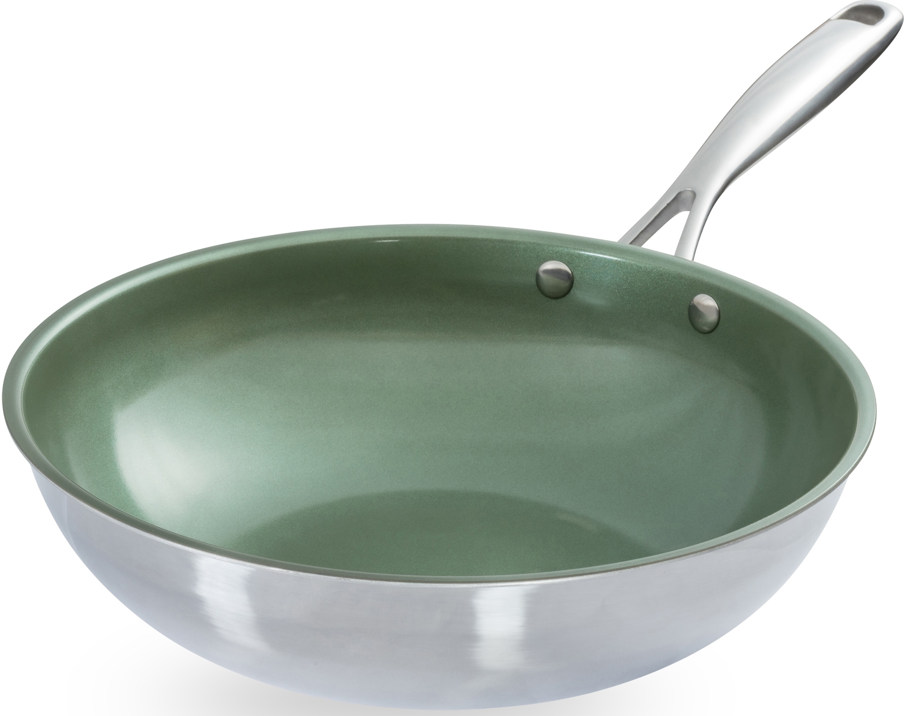 JUST VEGAN Wok "CeraVegan", Edelstahl 18/8, (1 tlg.), Pflanzliche Keramikbeschichtung, Induktion, Ø 28 cm