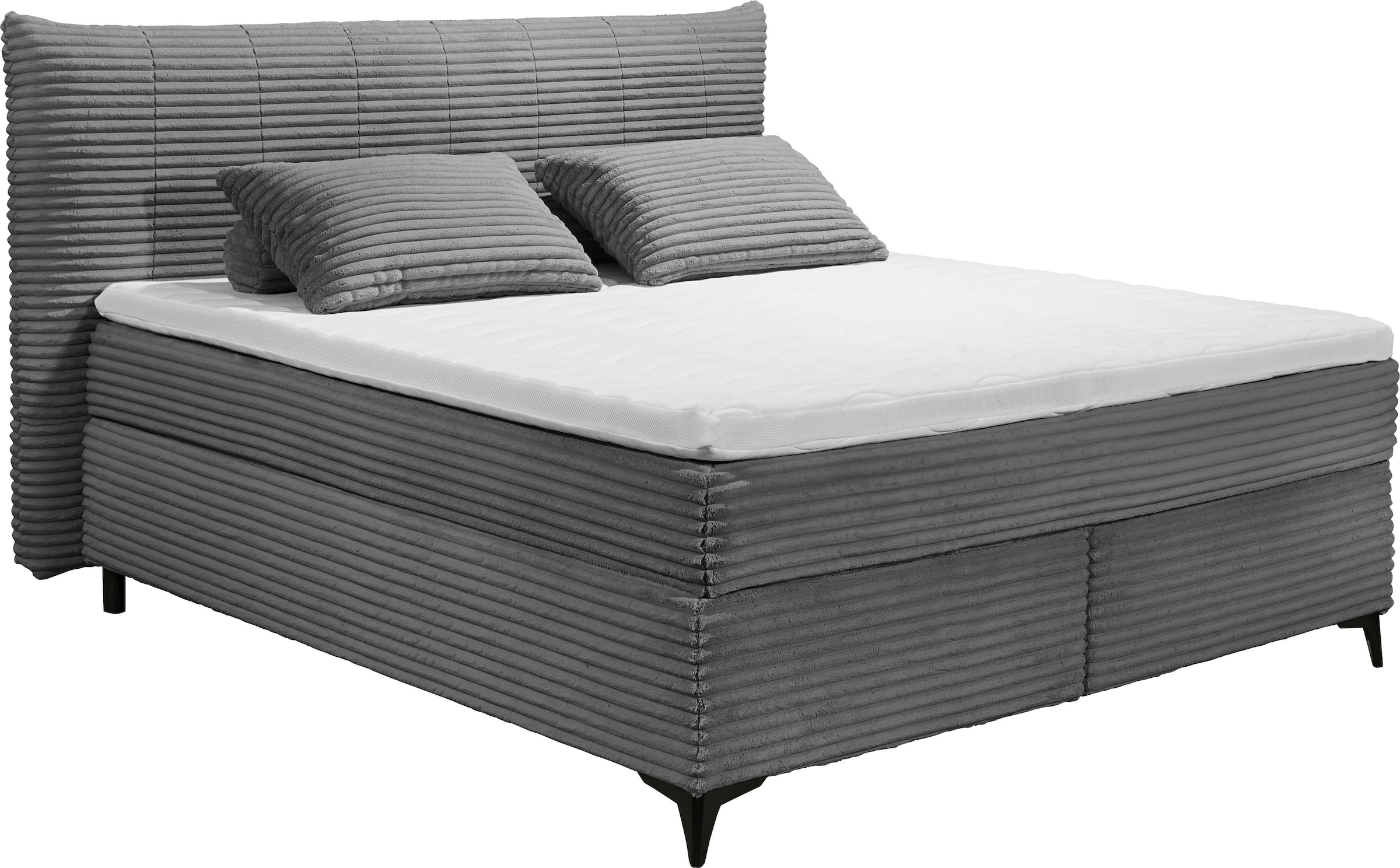 ED EXCITING DESIGN Boxspringbett "Seattle", harte Seite mit Kokosmatte, wei günstig online kaufen