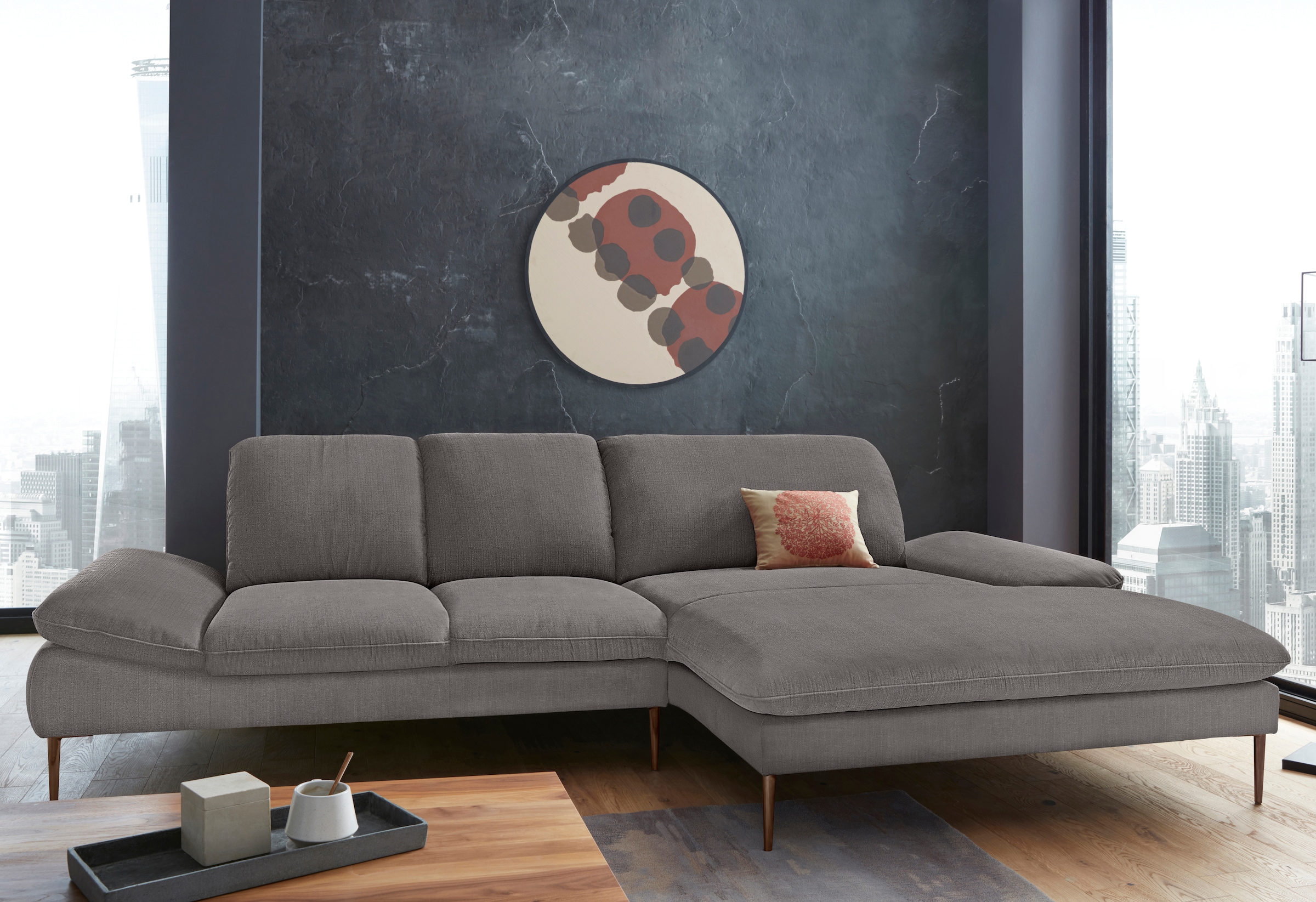 W.SCHILLIG Ecksofa "enjoy&MORE, Designsofa, bequem, zeitlos und elegant, L-Form" Sitztiefenverstellung, Füße bronze pulverbeschichtet, Breite 310 cm