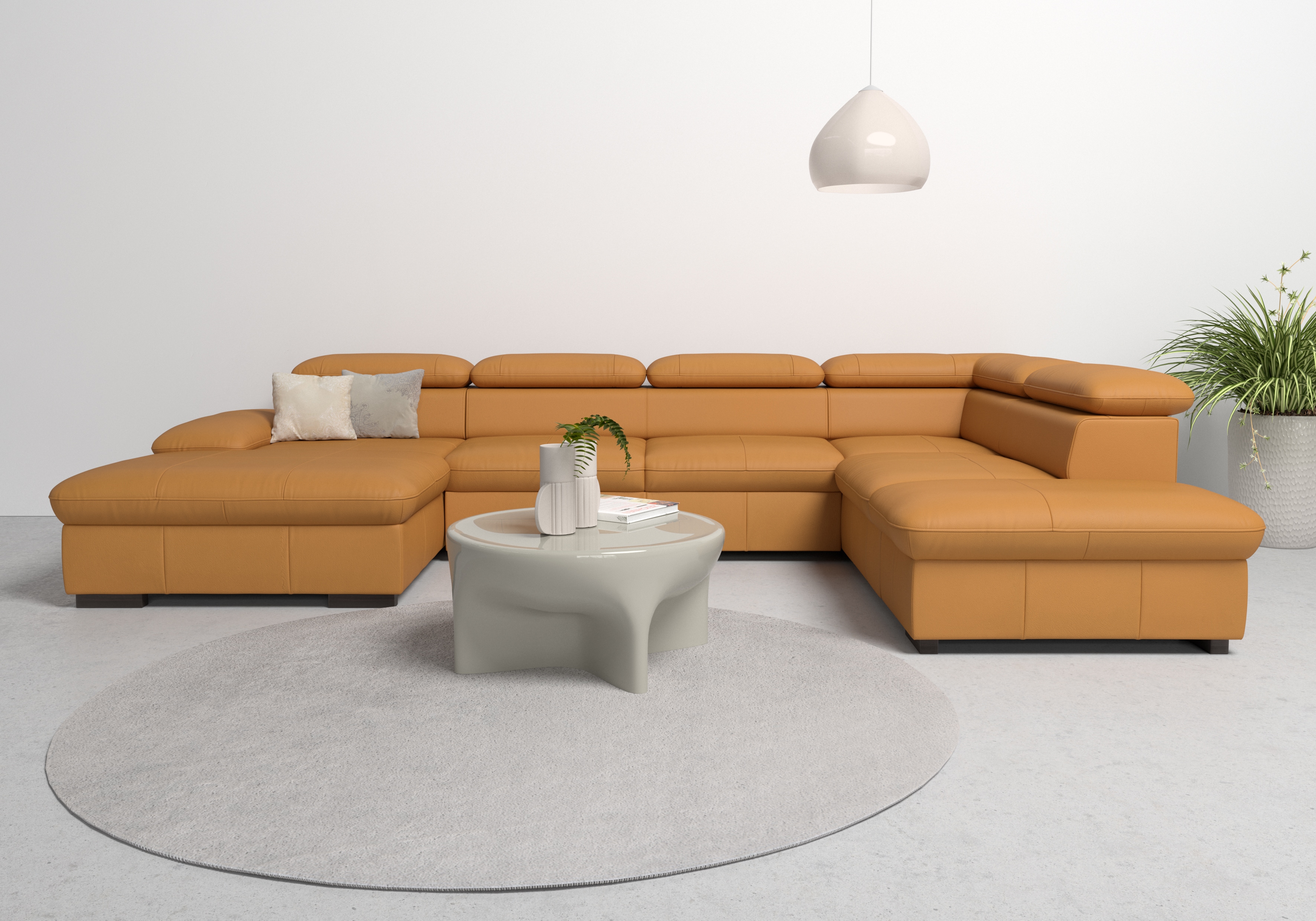 OTTO home Wohnlandschaft "Alberto U-Form, B: 350 cm, mit Kopfteilverstellung, XXL-Sofa" optional mit Schlaffunktion, Couch mit Lederoption