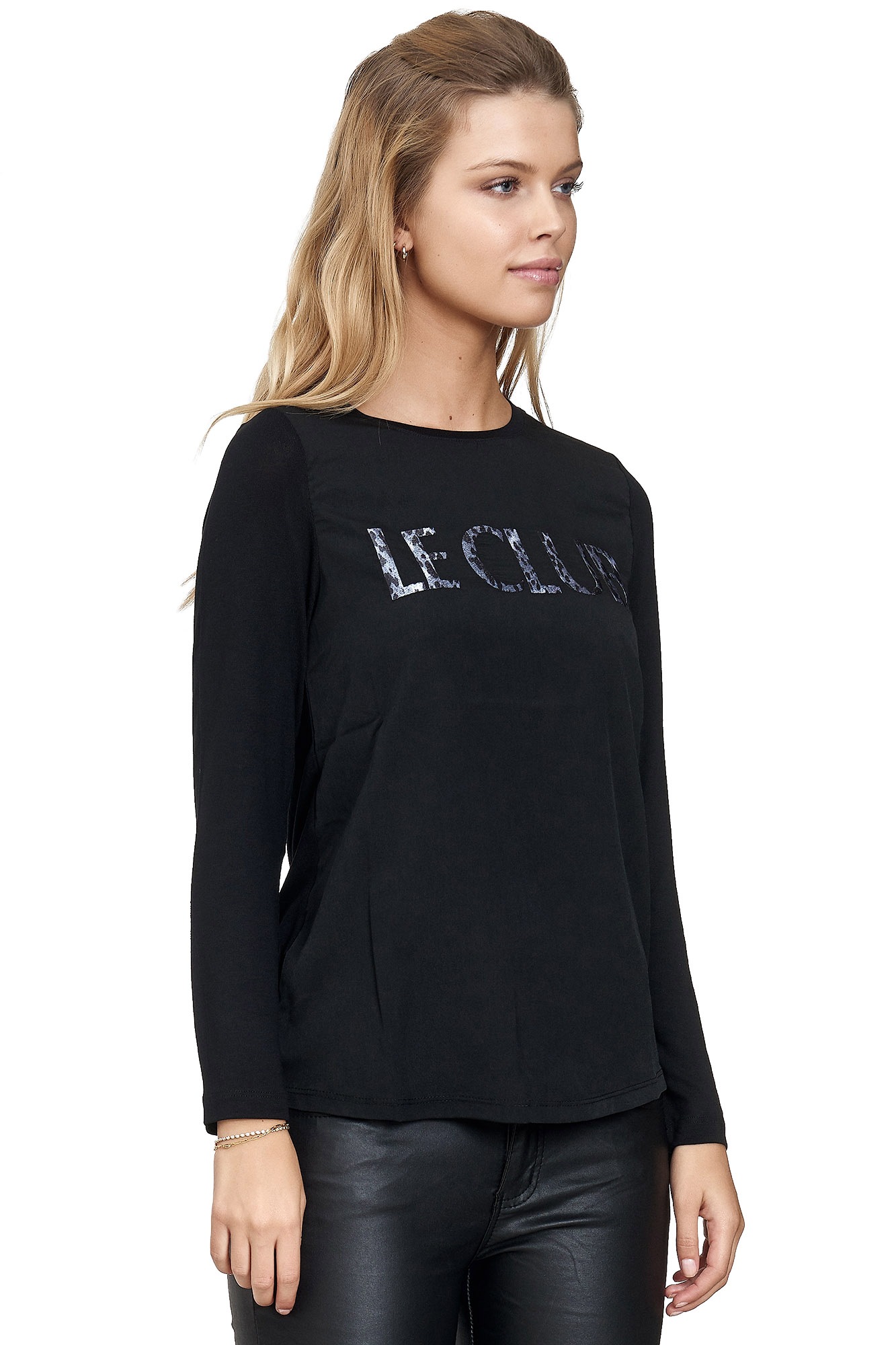 Decay Langarmshirt, mit Le-Club-Aufschrift und Leo-Muster