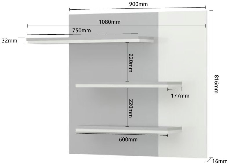 Places of Style Wandregal »Stela«, weiss UV-lackierte Front, Breite: 108 cm