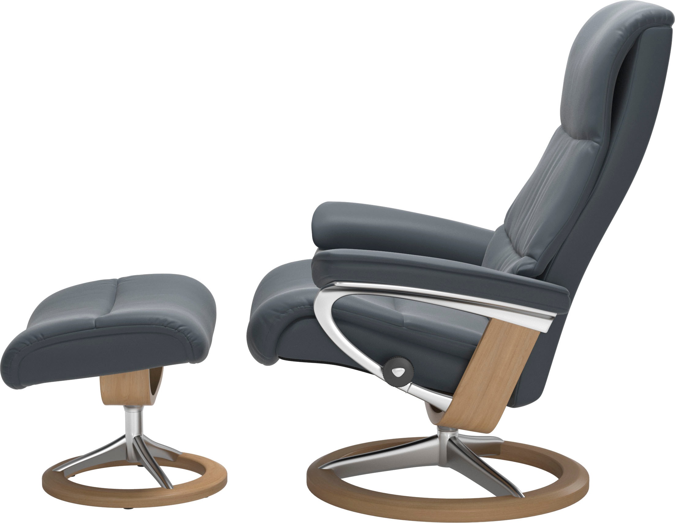 Relaxsessel STRESSLESS "View", blau (atlantic blau batick), B:91cm H:110cm T:85cm, Leder BATICK: BATICK ist ein leicht korrigiertes, durchgefärbtes und genarbtes Möbelleder, bei dem die meisten Unebenheiten und Spuren in der Regel entfernt wurden.;Leder P 9