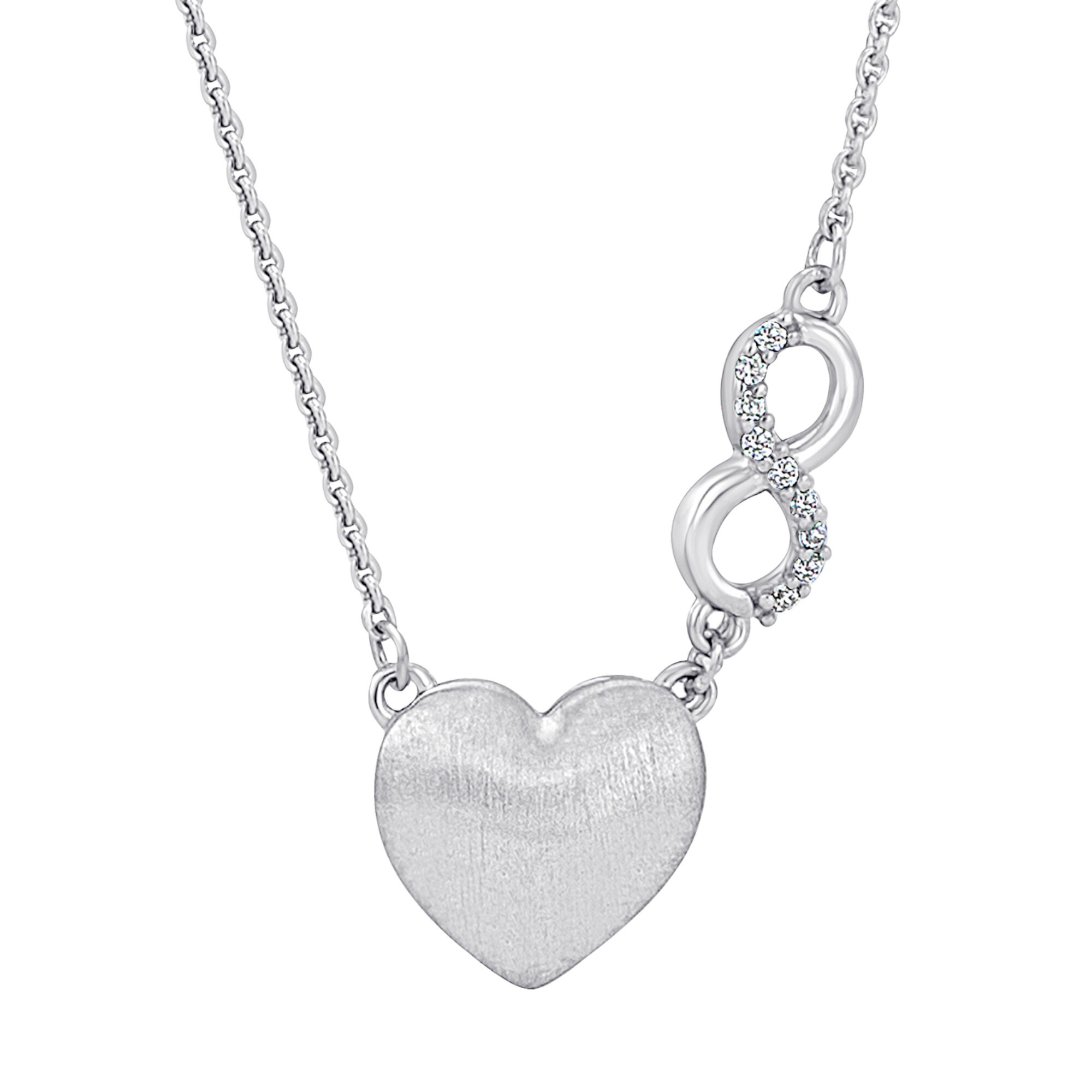 Silberkette ONE ELEMENT "Zirkonia Herz Halskette aus 925 Silber 45 cm", silber, Halsketten, Damen, Silber 925 (Sterlingsilber), Silberkette, Herzanhänger – Ausdruck von Liebe, perfekt zum Verschenken