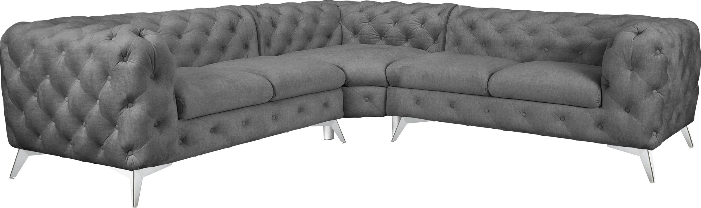 Leonique Chesterfield-Sofa "Ecksofa GLYNIS L-Form mit Wellenunterfederung, günstig online kaufen
