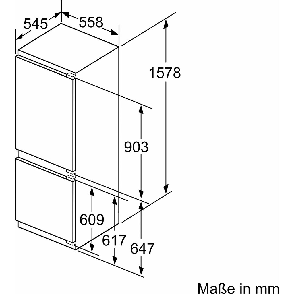 Constructa Einbaukühlgefrierkombination »CK677AFE0«, CK677AFE0, 157,8 cm hoch, 55,8 cm breit