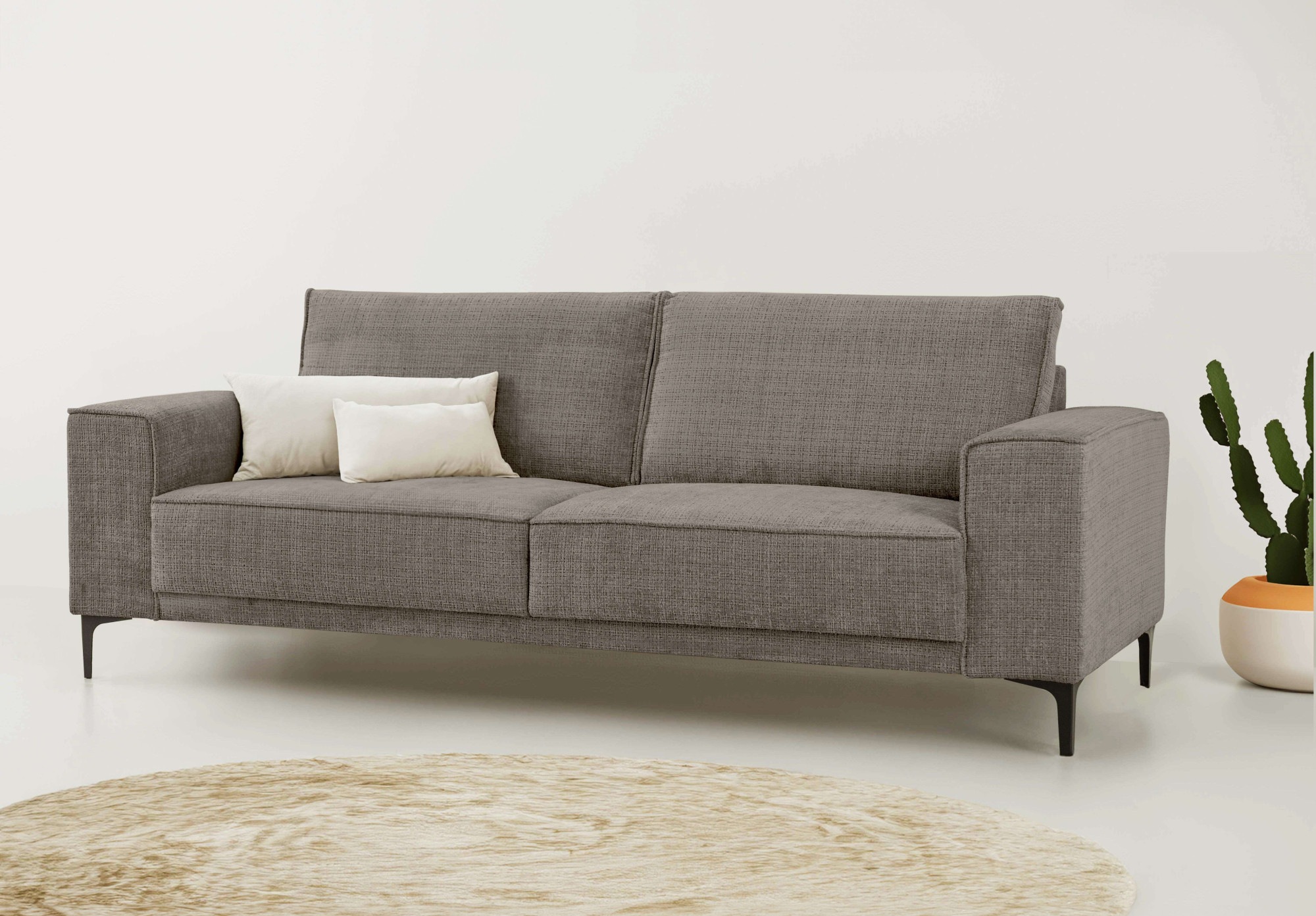 OTTO home 3-Sitzer "OLAND Chenille, Sofa, B: 224 cm, Skandi-Design" Struktur, Flachgewebe, Luxus-Microfaser, Boucle