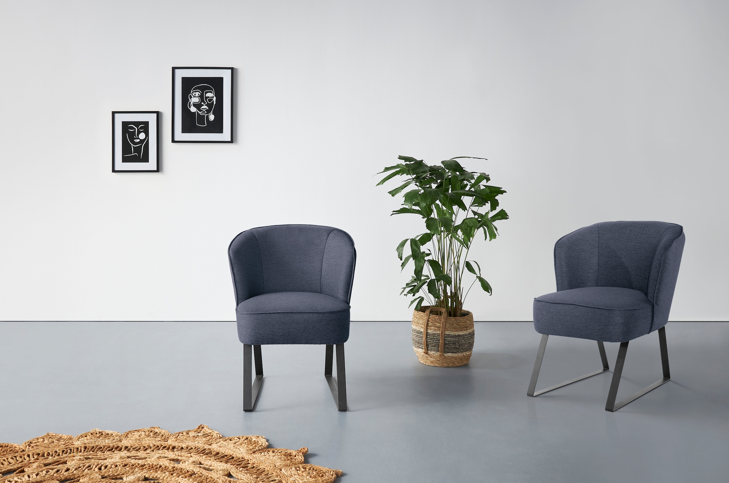 exxpo - sofa fashion Sessel »Americano«, mit Keder und Metallfüßen, Bezug  in verschiedenen Qualitäten, 1 Stck. | BAUR
