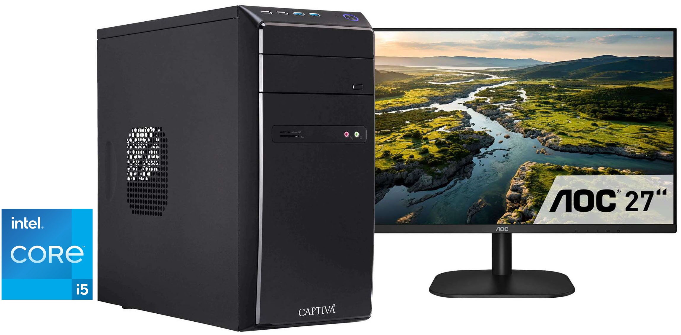 CAPTIVA Business-PC-Komplettsystem "Power-Starter I98-580 TFT Bundle", Microsoft Windows 11 Home (64 Bit), 8 GB RAM 1.000 GB SSD, schwarz,