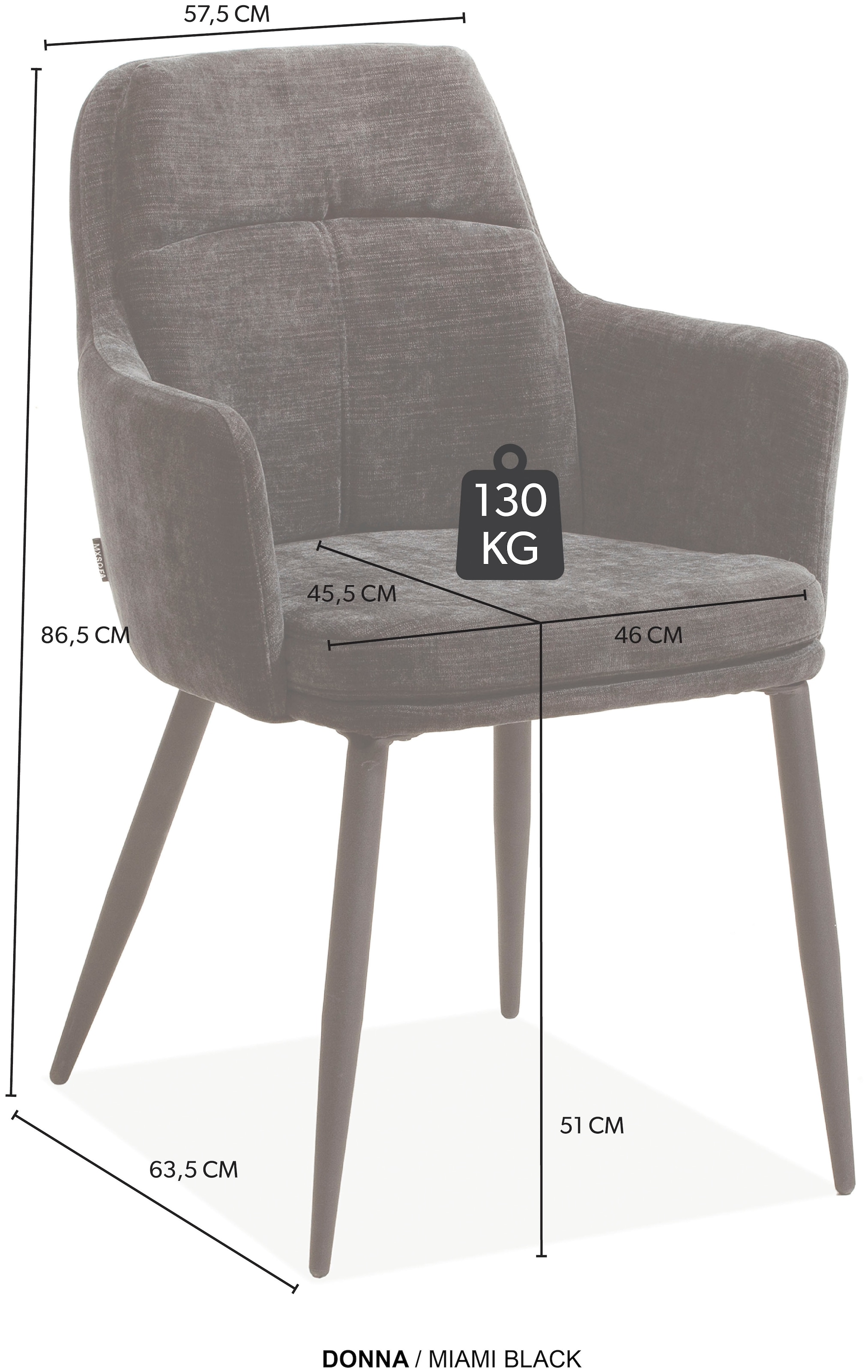 OMG Design Armlehnstuhl »Donna«, (Set), 1 St., Stoff, Schalenstuhl, bequem gepolstert, Esszimmerstuhl