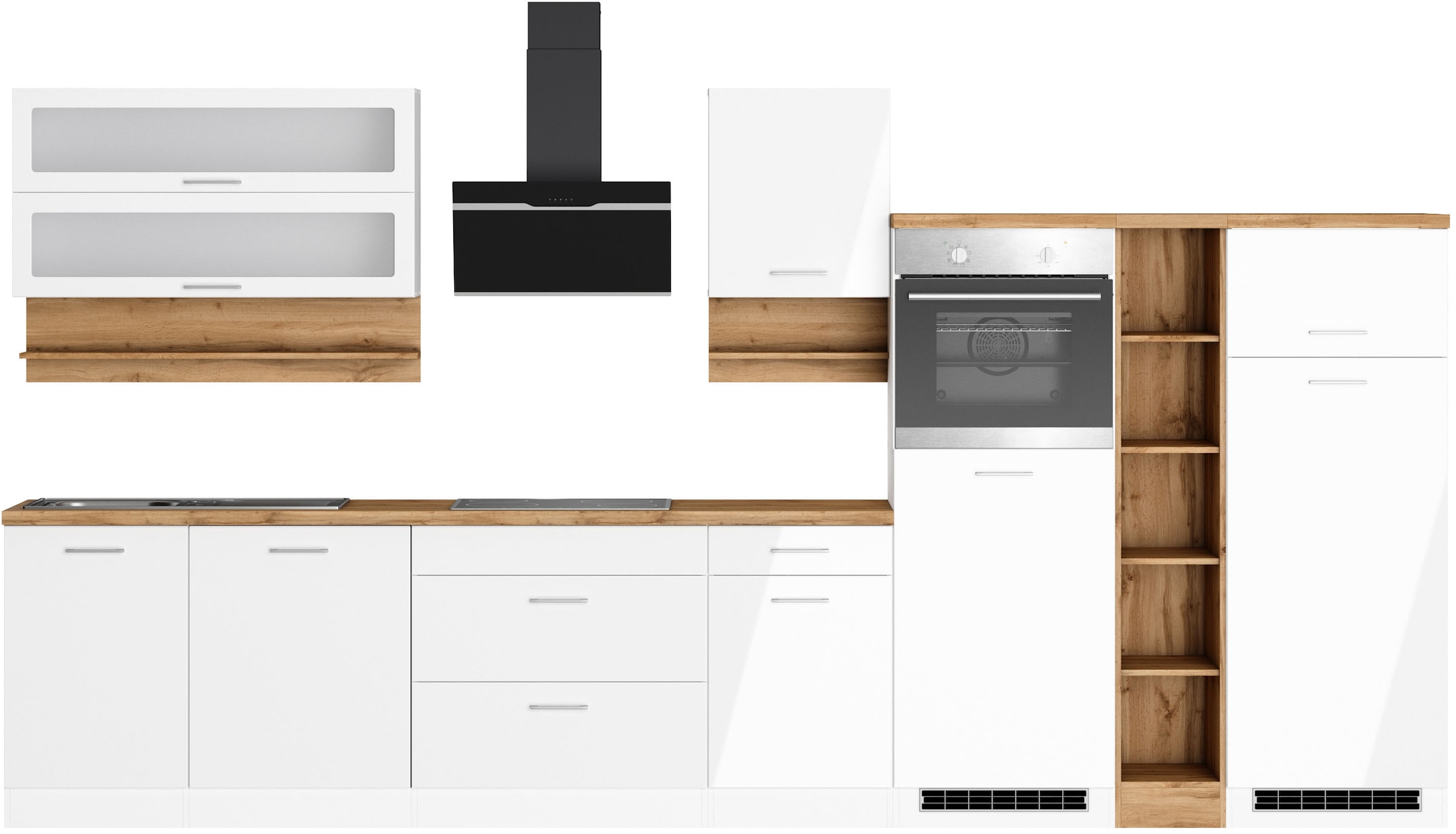 KOCHSTATION Küchenzeile "KS-Milan" 390 cm breit, viel Stauraum, wahlweise m günstig online kaufen