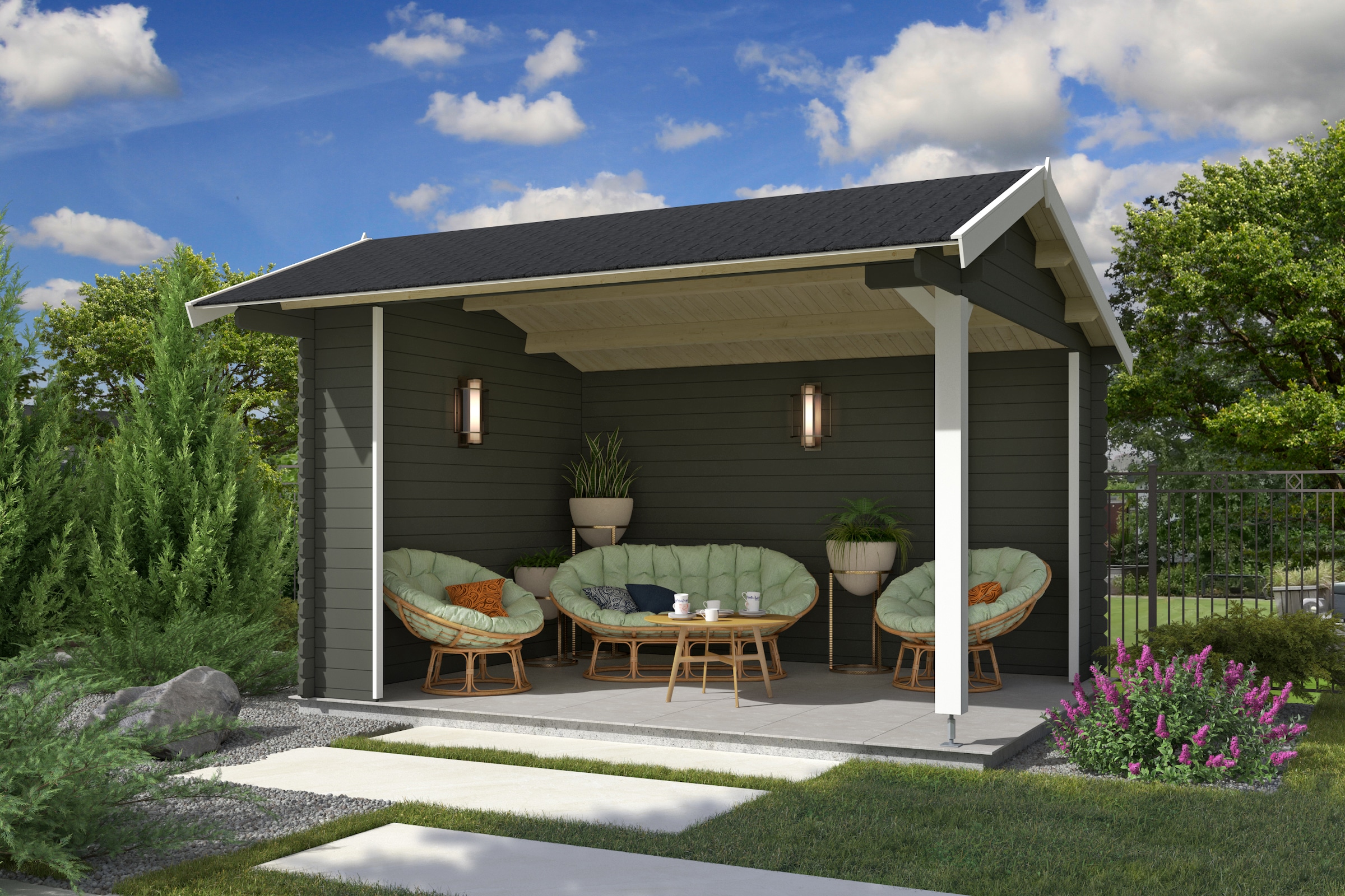 Nordic Holz Gartenhaus "Kirian", (Unterstand inkl. Rückwand) günstig online kaufen