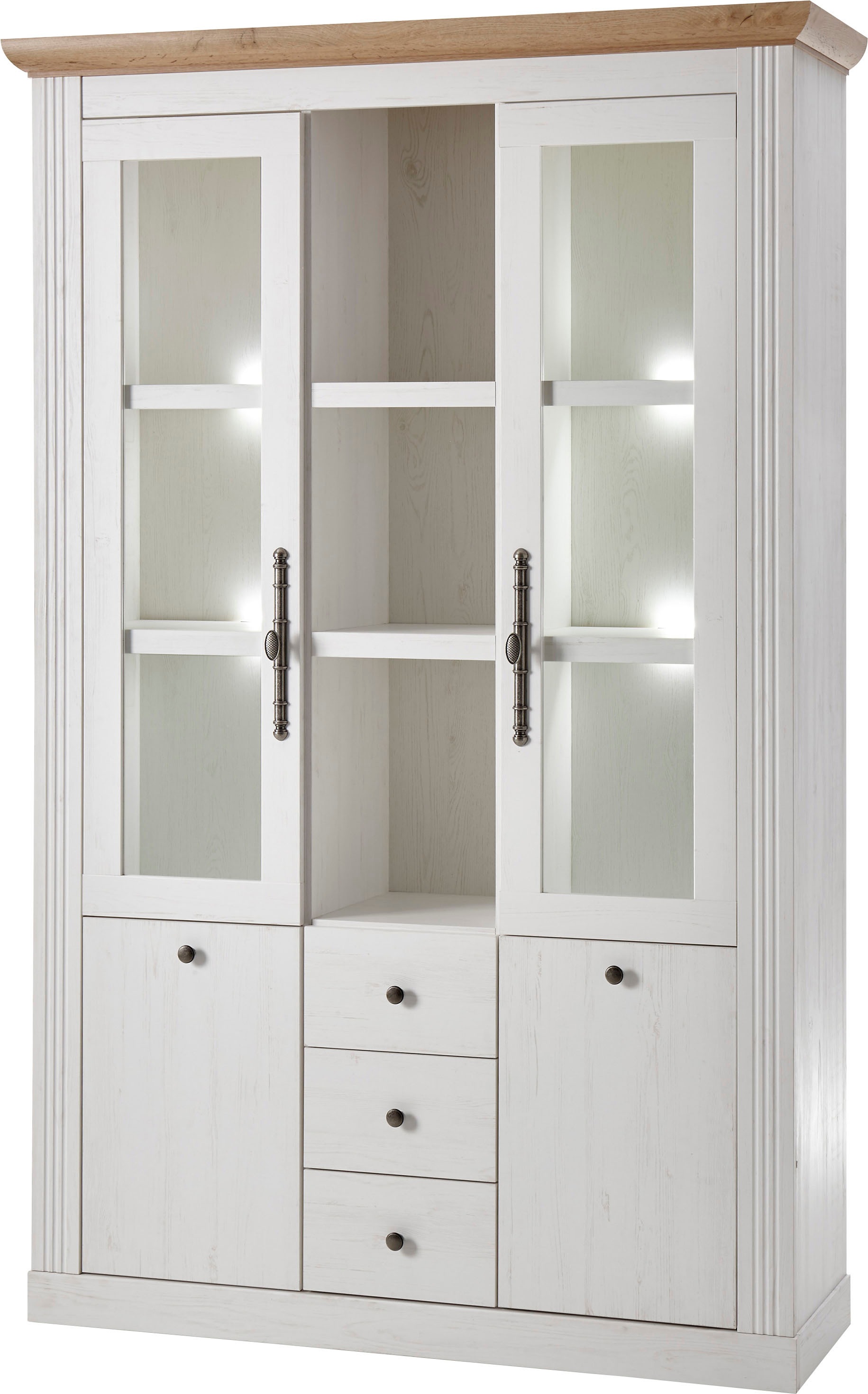 OTTO home Buffet "Westminster, Buffetschrank im Landhausstil, Schrank, Hochschrank" Metallgriffe, ausreichend Stauraum, in 2 Farben erhältlich