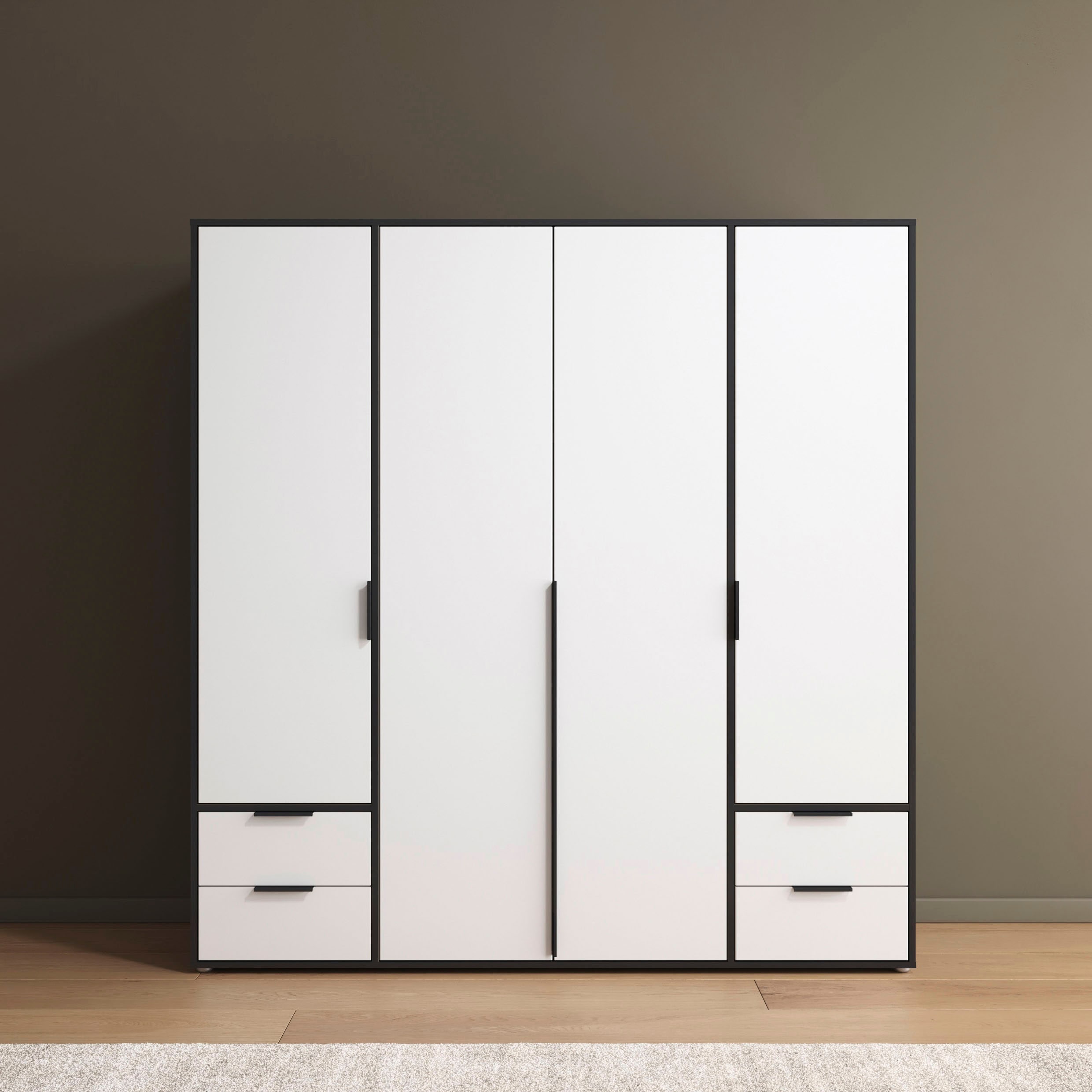 rauch "Kleiderschrank Schrank Garderobe Wäscheschrank NAGATA viel Stauraum" in 3 verschiedenen Ausstattungen BASIC/CLASSIC/PREMIUM, mit Schubladen sowie Stangengriffen TOPSELLER MADE IN GERMANY