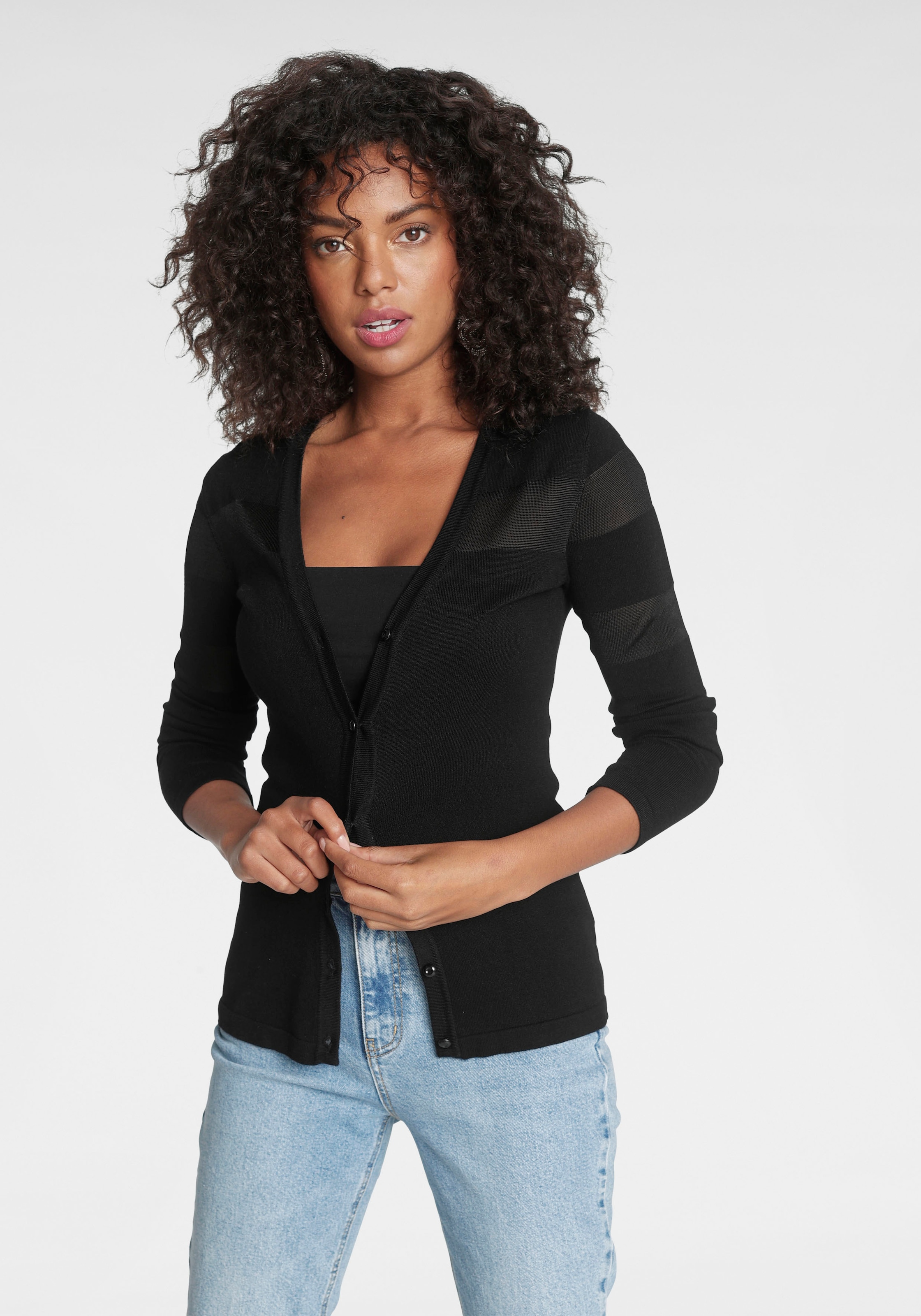 Melrose Strickjacke, mit transparenten Streifen