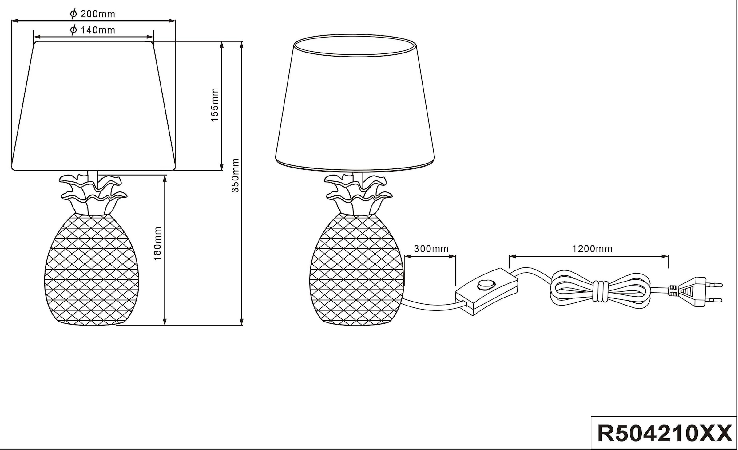 TRIO Leuchten Schreibtischlampe »Pineapple«, Form bestellen Stoffschirm wechselbar | Ananas Leuchtmittel BAUR gold, 1 schwarz/gold, flammig-flammig