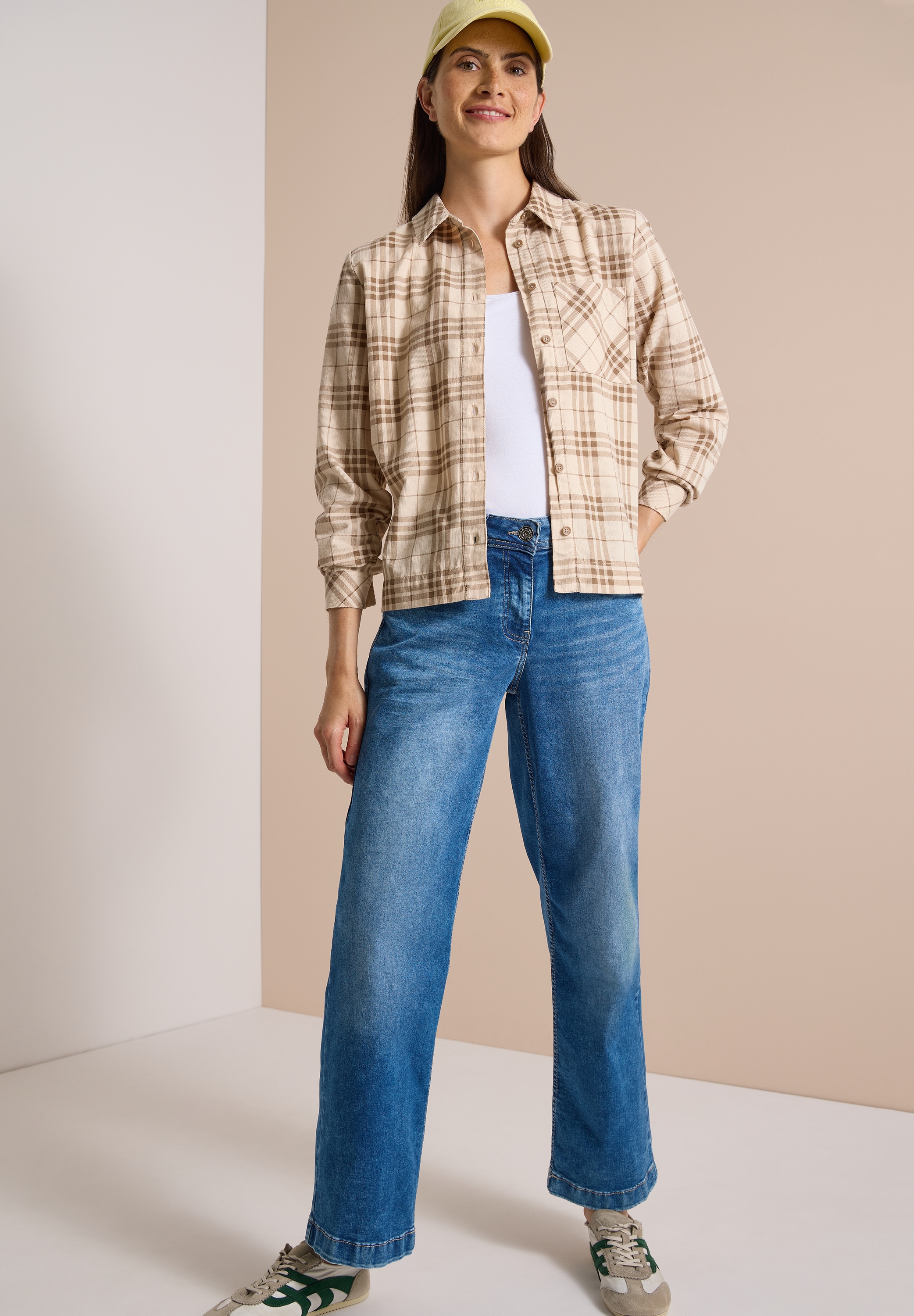 Cecil Langarmbluse Cordbluse mit Karomuster