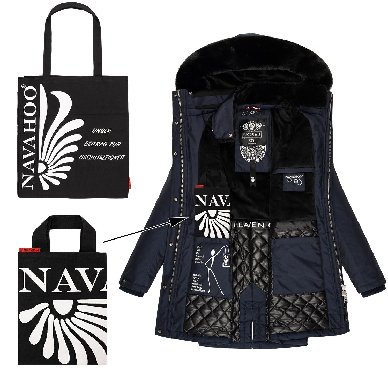 Navahoo Wintermantel »Tiniis«, Parka mit abnehmbarer Kapuze und extra Einkaufstasche