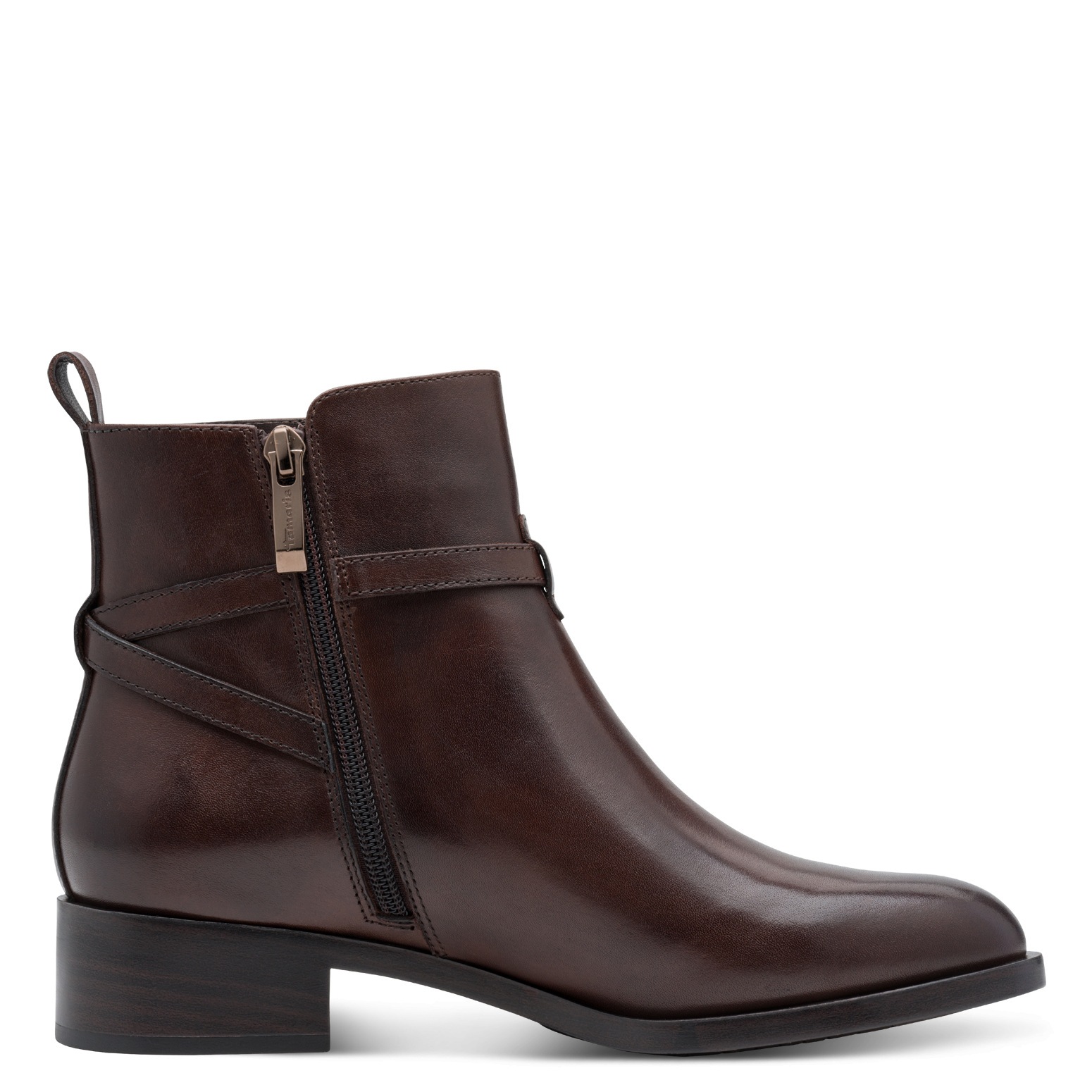 Tamaris Stiefelette, Blockabsatz, Businessschuh, Ankleboots mit T-Logoverszierung