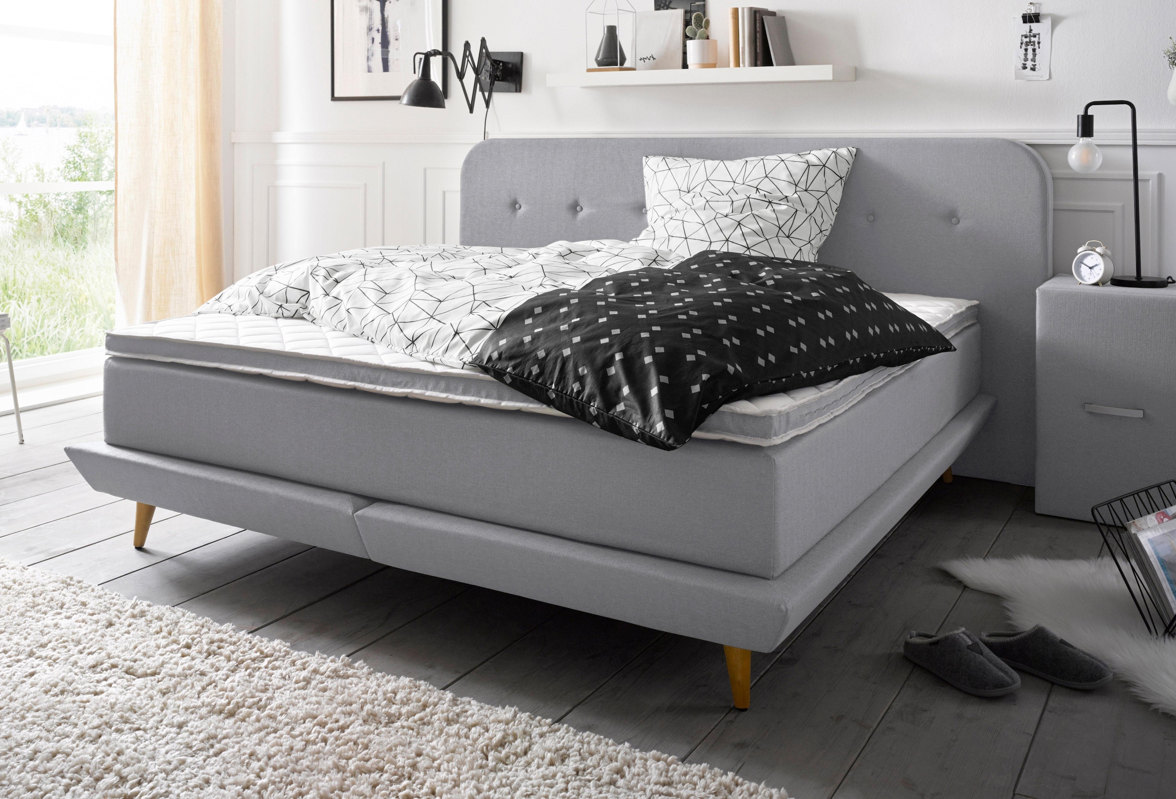 Home affaire Boxspringbett "Premium" Steppung mit Knopfheftung, inkl. Toppe günstig online kaufen
