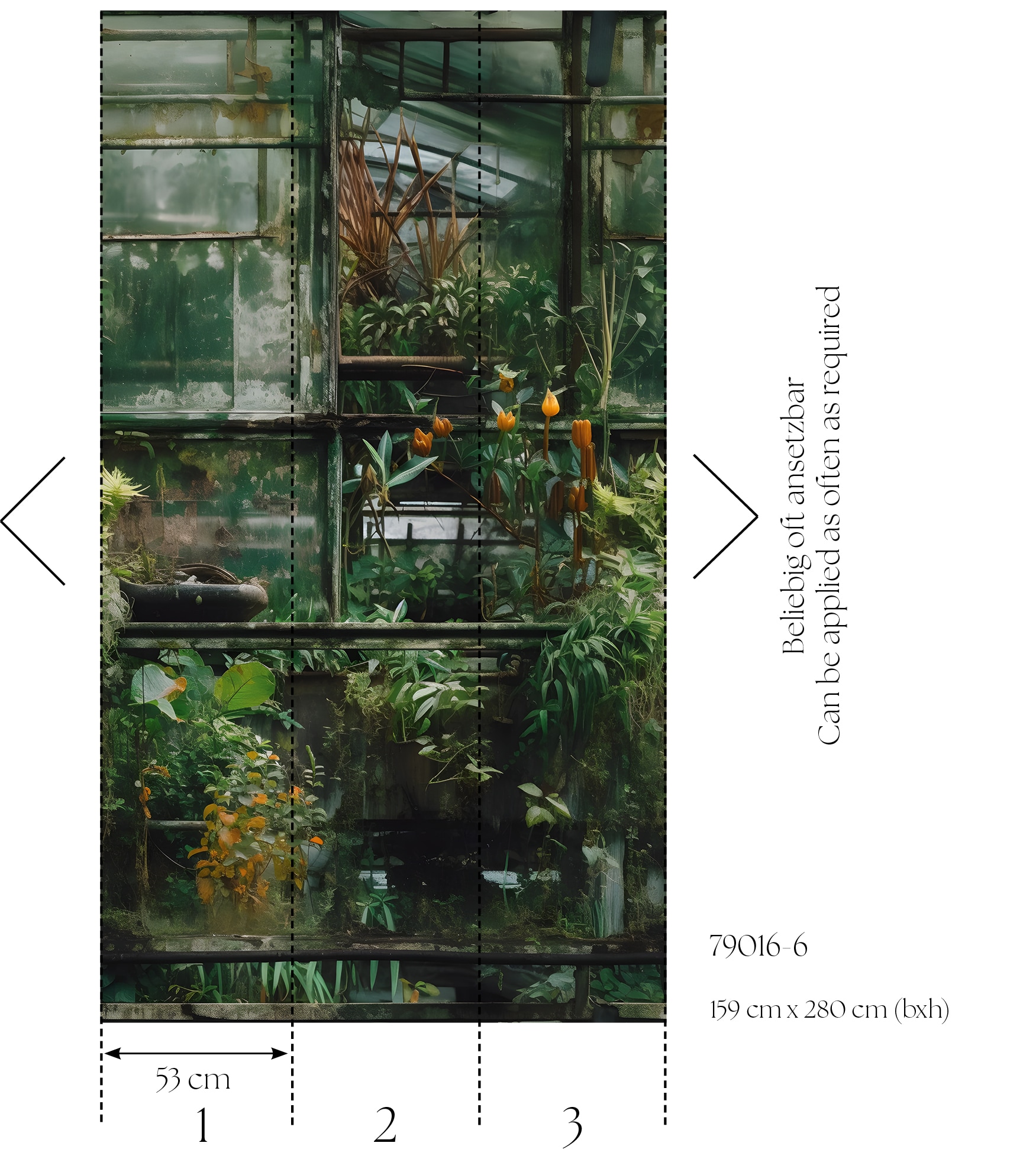 living walls Vliestapete »Fototapete Gewächshaus Vintage Grün erweiterbar« tropisch strukturiert